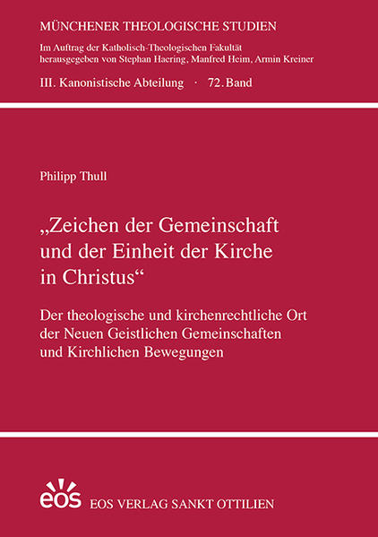 Studie zur theologisch-kirchenrechtlichen Verortung der Neuen Geistlichen Gemeinschaften und Kirchlichen Bewegungen in ihrer konkreten Rechtsgestalt, dem Standort im kirchlichen Rechtsgefüge und dem Verhältnis zur kirchlichen Hierarchie.