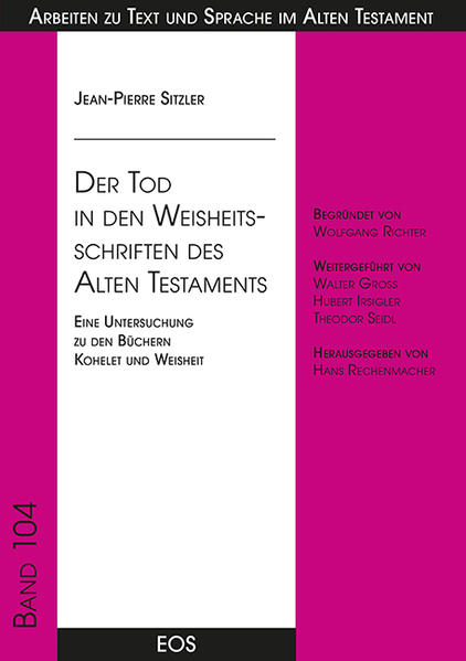 Die Frage nach dem menschlichen Dasein stellt sich besonders angesichts des Lebensanfangs und des Lebensendes. Gerade der Tod des Menschen hat immer wieder zu Reflexionen über das Leben und über den Sinn des Lebens angestoßen. Durch die biblischen Schriften hindurch wird die Todesproblematik thematisiert und versucht, sie aus dem Glauben heraus zu lösen. Die verschiedenen Ansätze eines Denkens über den Tod und über diesen hinaus zeigen sich in verschiedenen Vorstellungen des Todesgeschehens, das stets in Bezug auf Gott überdacht wird. So verwundert es nicht, dass selbst in den sog. Weisheitsschriften des Alten Testaments divergierende Darstellungen zu finden sind. Diese Dissertation soll anhand einer fundierten Methodologie die Aussagen aus dem Buch Kohelet und aus dem Buch der Weisheit bzgl. des Todes darstellen, erläutern und miteinander vergleichen.