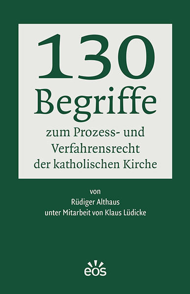 Zu einer geordneten Rechtspflege gehört unverzichtbar ein klares Prozessrecht, um Rechte und Ansprüche der kirchlichen Autorität oder der einzelnen Christen geltend zu machen oder abzuwehren. Solche Regelungen finden sich zumeist im CIC, gelegentlich aber auch in anderen Dokumenten. Das nun vorliegende Buch möchte vor allem Mitarbeitenden in der Praxis, Studierenden und anderen Interessierten zahlreiche Begriffe erläutern und anhand dieser auch die unterschiedlichen gerichtlichen Prozesse und administrativen Verfahren in der katholischen Kirche vorstellen. Dabei werden auch das zum 8. Dezember 2021 erneuerte Strafrecht sowie die zum selben Tag in Kraft gesetzten Normen der Glaubenskongregation für die ihr vorbehaltenen Delikte berücksichtigt.