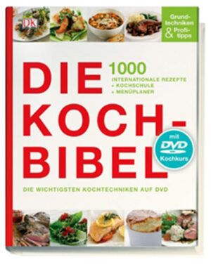 Rezeptsammlung, Kochschule und DVD-Kochkurs in einem: "Die Kochbibel" ist das Standardwerk für alle, die täglich kochen und nach kreativen Ideen für eine abwechslungsreiche Alltagsküche suchen. Rund 1000 internationale Rezepte zeigen das passende Gericht für jede Gelegenheit. Für die schnelle Orientierung sorgen mit Rezeptfotos bebilderte Überblicke, die alle Gerichte nach praxisrelevanten Kategorien wie z.B. "fettarm", "vegetarisch" oder "unter 30 Minuten" einordnen. Spezielle Tipps und Rezeptvorschläge für die Zubereitung von häufigen Zutaten wie Fisch, Fleisch oder Kartoffeln machen "Die Kochbibel" besonders alltagstauglich. Und damit auch alles garantiert gelingt, werden alle wichtigen Kochtechniken im Kochkurs auf der DVD Schritt für Schritt erklärt.