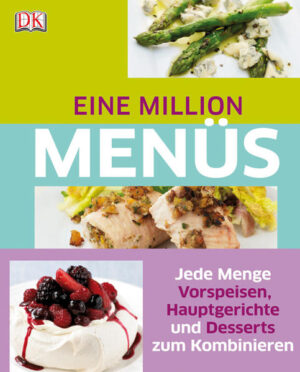 Dieses Buch bietet je 90 leckere Vorspeisen, Hauptgerichte und Desserts, aus denen Sie Tausende Menüs zusammenstellen können. Durch die einzeln umklappbaren Rezeptkarten können Sie die Menüs nach Lust, Laune und Anlass kombinieren und sehen auf einen Blick, ob das Menü auch optisch gut passt. Gleich zu Beginn gibt es wertvolle Tipps, die für ein perfektes Menü beachtet werden sollten, wie beispielsweise die richtige Variation von Hauptzutaten oder Farben, die richtige Kombination von verschiedenen Länderküchen oder die Berücksichtigung von saisonalen Zutaten. Piktogramme leiten durch die Rezepte - sie verweisen auf Vorbereitungszeit, Gar- oder Backzeit oder ob das Gericht fürs Einfrieren geeignet ist