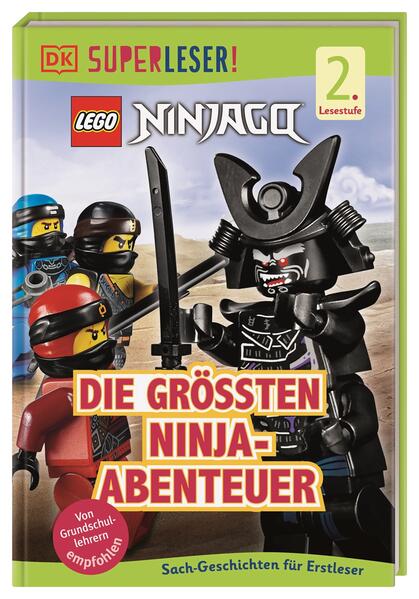 Lesen lernen mit den LEGO® NINJAGO® Helden: Spektakuläre Abenteuer, geheime Missionen und spannende Duelle - dieses actiongeladene SUPERLESER!- Erstlesebuch erzählt von den kühnsten Heldentaten der mutigen Ninja- Freunde. Die 64- seitige Sachgeschichte mit Quiz und Lesebändchen eignet sich perfekt zur Leseförderung. Mit kurzen Kapiteln, einfachen Wörtern, klarer Gliederung, großer Fibelschrift, tollen Fotos und Sachseiten mit jeder Menge spannendem Hintergrundwissen macht Lesen üben Spaß! Spannendes LEGO® NINJAGO® Buch zur Leseförderung ab der 1./2. Klasse (2. Lesestufe). Dieses packende Erstlesebuch wird den Atem von LEGO® NINJAGO® Fans zum Stocken bringen! Denn hier sind die spannendsten und neuesten Geschichten rund um die sechs abenteuerlustigen Ninja Cole, Jay, Lloyd, Kai, Zane und Nya versammelt. Die geballte Ladung Action und Wissen in vier Kapiteln: • Detaillierte Porträts der Ninja, ihrer Elemente und ihrer Ausrüstung. • Die spannendsten Soloabenteuer. • Die wichtigsten Geheimmissionen. • Die größten Abenteuer der LEGO® NINJAGO® Geschichte rund um den drohenden Untergang von Ninjago. Wird den Ninja die Verteidigung ihrer Heimat auch diesmal gelingen? 2. Lesestufe für Erstleser: • Ab der 1./2. Klasse. • Klare Gliederung, einfache Wörter, kurze Kapitel. • Große Fibelschrift. Die schlauen Erstlesebücher der SUPERLESER!- Reihe: • Kombination aus Sachund erzählendem Buch. • Altersgerechte Leseförderung. • Unterschiedliche Lesestufen. • Kniffliges Quiz. • Besondere Extras. • Wissenswertes für Eltern. • Praktisches Lesebändchen. Aufgepasst, liebe Bücherwürmer: Mit den SUPERLESER- Erstlesebüchern macht Lesen riesigen Spaß! Dieses Buch ist bei Antolin.de verfügbar.