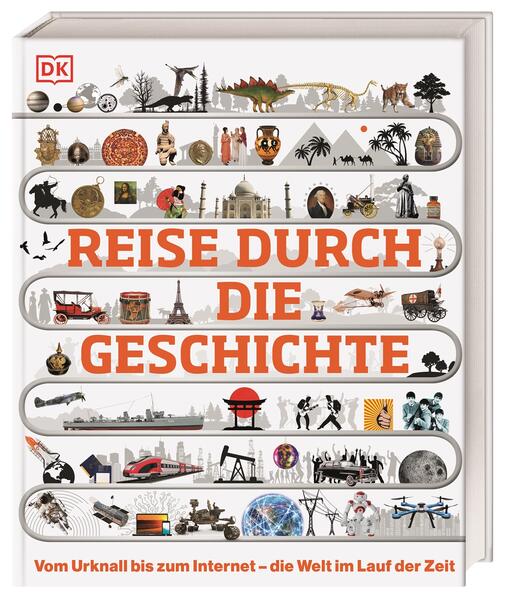 Die Weltgeschichte in Zeitleisten. Geschichte visuell erleben! Dieses bildgewaltige Sachbuch nimmt den Leser mit auf eine beeindruckende Zeitreise quer über alle Kontinente, Kulturen und Epochen von Nordamerika bis Asien, vom Inkareich bis zur Sowjetunion, von der Antike bis zur Moderne. Über 130 thematische Zeitleisten präsentieren auf einzigartige Weise die Geschichte der Welt dargestellt als Papyrusrolle mit ägyptischen Hieroglyphen, Samurai- Schwert oder Ölgemälde aus der Renaissance. Die Geschichte der Welt in einem Buch zum Schmökern für die ganze Familie! • Geschichte anschaulich und einprägsam wie nie zuvor: Spektakuläre Zeitstrahlen stehen im Mittelpunkt einer jeden Doppelseite und sind speziell dem Thema angepasst. Dargestellt als ägyptische Hieroglyphen, Piratenkarte oder Säulen der Demokratie wird Geschichte auf einzigartige Weise visuell greifbar! • Über 13 Milliarden Jahre Weltgeschichte: Über 130 visuelle Zeitleisten illustrieren den Verlauf der Geschichte von Dinosauriern bis zu Robotern, von Wikingern bis zu Astronauten, vom Ackerbau bis zum Internet. Anschaulich zeigen sie den Aufstieg und Fall von Weltreichen, die Entwicklung von Gesellschaften sowie Meilensteine der Wissenschaft. • Illustrierte Zeitreise in 6 Kapiteln: Von der Vorgeschichte über das Mittelalter ins Zeitalter der Entdeckungen und Revolutionen bis in die moderne Welt, quer durch alle Epochen und rund um den Globus. • Beeindruckende Themenvielfalt: jedes Thema auf einer Doppelseite. So erhalten Leser auf den ersten Blick einen umfassenden Überblick über ein geschichtliches Ereignis oder eine Epoche. Dabei kommen auch kulturelle Themen nicht zu kurz wie Tanz, Musik oder Mode oder die historische Entwicklung bestimmter Dinge wie Schrift oder Auto. Umfassend und bildgewaltig dieses fantastische Geschichtsbuch entführt Jugendliche und Erwachsene auf eine einzigartige visuelle Zeitreise durch die Weltgeschichte! Dieses Buch ist bei Antolin.de verfügbar.