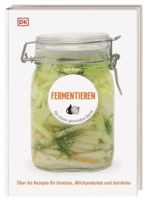 Fermentieren - von Kimchi bis Kombucha: Ob Melone-Basilikum-Kefir, Pfirsich-Kombucha-Lassi oder Sauerteig-Vollkornbrot - wer Obst, Gemüse und Co. fermentiert, macht nicht nur die saisonale Ernte haltbar, sondern tut auch seinem Darm etwas Gutes. Über 60 gesunde Rezepte für Gemüse, Milchprodukte und Getränke gibt`s zum kleinen Preis im praktischen, übersichtlichen Bestseller-Format - von Klassikern wie Sauerkraut bis zu angesagten Trends wie Kombucha. Fermentieren leicht gemacht - das schmeckt auch dem Darm! Schon unsere Großmütter haben die Schätze aus ihren Gärten durch Einmachen haltbar gemacht - und heute liegt Fermentieren wieder voll im Trend. Kein Wunder, denn so können Sie mit Ihren selbst gemachten Vorräten das ganze Jahr lang gesund und vielfältig essen. Denn mittlerweile weiß man, dass der Darm für unser Wohlbefinden eine bedeutende Rolle spielt: Er entscheidet mit über unseren Gesundheitszustand und das Gewicht! Damit er unser Immunsystem stark macht und unseren Stoffwechsel auf Trab hält, braucht er Probiotika, die vor allem in Fermentiertem stecken. Wer fermentierte Lebensmittel wie Sauerkraut oder Frischkäse selbst herstellt und damit kocht, weiß außerdem genau, was drinsteckt - nämlich garantiert keine Zusatzstoffe! Gesund, lecker, haltbar - das Rezeptbuch zum Fermentieren: -Über 65 vielfältige, gesunde Rezepte zum Fermentieren - von Sauerkraut bis Kimchi. -Übersichtliche Warenkunde. -Infos zum Gesundheitsplus. -Visuell einzigartig dargestellt - typisch für die DK Bestseller-Reihe. Ob für Süßes, Herzhaftes, Getränke, Frühstück oder Abendessen: Die selbst fermentierten Lebensmittel aus diesem gesunden Kochbuch schmecken einfach unschlagbar gut!