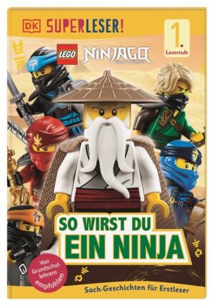 Lesen lernen mit den LEGO® NINJAGO® Figuren! Es gibt Neues aus der NINJAGO® Welt! In diesem SUPERLESER!- Erstlesebuch mit Quiz und Lesebändchen begleiten Erstleser die beliebten LEGO® NINJAGO® Helden bei ihren spektakulären neuen Abenteuern. Die 48- seitige Sachgeschichte - von Grundschullehrern empfohlen - eignet sich perfekt zur Leseförderung. Mit einfachem Wortschatz, kurzen Absätzen, klarer Gliederung, extragroßer Fibelschrift, tollen Fotos und Sachseiten mit jeder Menge Hintergrundwissen macht Lesen üben Spaß - sogar Lesemuffeln! Spannendes NINJAGO® Buch zur Leseförderung ab der 1. Klasse (1. Lesestufe): In diesem Erstlesebuch sind die aufregendsten Ninja- Geschichten rund um Ninja Cole, Jay, Lloyd, Kai, Zane und Nya versammelt und die LEGO® NINJAGO® Fans erfahren, wie sie selbst ein mutiger Ninja werden können. Natürlich sind auch die neuesten LEGO® NINJAGO® Sets, Fahrzeuge, Drachen und Minifiguren der TV- Serie mit von der Partie. Das motiviert selbst Kinder, die nicht gerne lesen, das Buch regelmäßig in die Hand zu nehmen! 1. Lesestufe für Leseanfänger: • Ab der 1. Klasse. • Sehr klare Gliederung, besonders einfache Wörter, kurze Sätze. • Extragroße Fibelschrift. Die schlauen Erstlesebücher der SUPERLESER!- Reihe - von Grundschullehrern empfohlen: Alle DK Erstlesebücher aus der beliebten SUPERLESER!- Reihe laden Leseanfänger zur intensiven Beschäftigung ein. Ein kluges Konzept zur idealen Leseförderung. • Kombination aus Sachund erzählendem Buch. • Altersgerechte Leseförderung. • Unterschiedliche Lesestufen. • Kniffliges Quiz. • Besondere Extras. • Wissenswertes für Eltern. • Praktisches Lesebändchen. Aufgepasst, liebe Bücherwürmer: Mit den SUPERLESER- Erstlesebüchern macht Lesen lernen riesigen Spaß! Dieses Buch ist bei Antolin.de verfügbar.