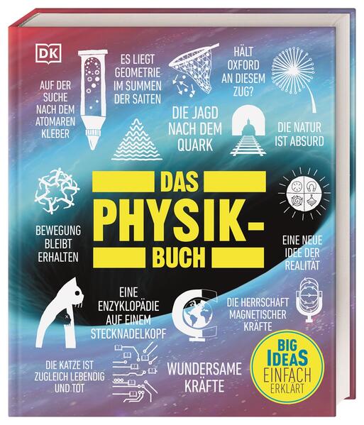 Faszination Physik auf den Punkt gebracht Wie wirken die Gravitationsgesetze? Woraus besteht ein Atom? Was ist Bioelektrizität? Dieses innovative Nachschlagewerk führt mit informativen Diagrammen & ansprechenden Grafiken leicht verständlich in die Geschichte der Physik ein und beleuchtet über 80 physikalische Theorien und Gesetze sowie Biografien berühmter Physiker*innen - von der Bewegungslehre über Energie, Magnetismus bis hin zu Nuklearphysik und der Relativitätstheorie. Der neue Titel in der DK Bestseller- Reihe Big Ideas! Das große Physik- Buch zum Nachschlagen - Zusammenhänge, Theorien & Biografien kurzweilig und verständlich aufbereitet: • Über 80 der wichtigsten physikalischen Theorien und Gesetze: Dieses Buch erzählt die Geschichte der Physik der letzten 5.000 Jahre - von den Ägyptern bis heute. Dazu gibt es viele Anwendungsbeispiele - von den ersten Längenmessungen bis zu Gravitationswellen. • Wissen grafisch auf den Punkt gebracht: Spannende Diagramme sowie originelle Illustrationen und Fotografien in einem frischen Layout erleichtern auf kreative Weise den Zugang zur faszinierenden Welt der Physik. • Interessante Fragen rund um die Physik werden in diesem Buch verständlich und anschaulich beantwortet und regen zum Nachdenken an. • Die größten Physiker*innen im Porträt: Erfahren Sie mehr über das Leben und Wirken von Isaac Newton, Albert Einstein, Marie Curie und weiteren bedeutenden Physiker*innen. • Die Geschichte der Physik in sieben großen Kapiteln! Physik entdecken und verstehen! Der perfekte zugängliche Komplett- Überblick zu einer komplexen Wissenschaft - Basiswissen zum Studieren, Informieren oder Nachschlagen!