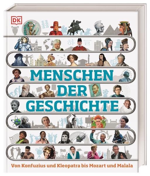 In 150 Biografien durch die Menschheitsgeschichte Diese Menschen haben die Welt verändert! Von Ramses II. und Pythagoras über Mozart und Amelia Earhart bis hin zu Anne Frank und Greta Thunberg – dieses bildgewaltige Geschichtsbuch für Kinder ab 10 Jahren präsentiert die bekanntesten Herrscher*innen, Entdecker*innen, Wissenschaftler*innen, Künstler*innen und Sportler*innen aller Zeiten. Über 150 einzigartige Zeitleisten erzählen die inspirierenden Biografien einflussreicher Personen der Geschichte aus aller Welt. Die einzigartige visuelle Darstellung zeigt die mit den Lebensläufen verknüpften historischen Ereignisse so anschaulich wie kein anderes Buch. Eine beeindruckende Reise durch die Menschheitsgeschichte Dieses Buch ist eine reich bebilderte Zeitreise für die ganze Familie. Dabei werden die wichtigsten historischen Personen quer durch alle Epochen aus über 4000 Jahren Menschheitsgeschichte vorgestellt. Einzigartig illustrierte Biografien visualisieren das Leben und die Meilensteine bedeutender Frauen und Männer. • Über 150 Biografien historischer Persönlichkeiten: Wann gründete Plato seine berühmte Akademie in Athen? Was wurde der Freiheitskämpferin Johanna von Orléans nach ihrer Gefangennahme zur Last gelegt? Ob große Herrscher*innen, einflussreiche Aktivist*innen oder oftmals übersehene einflussreiche Persönlichkeiten – über 150 einzigartige Zeitleisten illustrieren auf anschaulichen Doppelseiten die Biografien bedeutender Frauen und Männer. • Illustrierte Zeitreise quer durch alle Epochen: Von den Herrscher*innen der Antike über die Reformator*innen des Mittelalters bis zu den Politiker*innen und Aktivist*innen der modernen Welt – 6 Kapitel nehmen mit auf eine chronologische Zeitreise durch die Geschichte zu mehr als 400 der einflussreichsten Personen ihrer Zeit. • Wichtige historische Ereignisse aus Zeitzeugensicht: Historische Zeitzeugen wie Abraham Lincoln oder Katharina die Große offenbaren einen ganz besonderen Blick auf die Geschichte und katapultieren die Leser*innen direkt hinein in die jeweilige Epoche. Die faszinierendsten historischen Persönlichkeiten aus aller Welt versammelt! Dieses bildgewaltige Weltgeschichte- Buch veranschaulicht die beeindruckendsten Lebensläufe aller Zeiten für die ganze Familie.