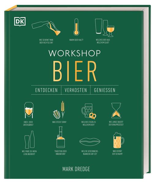 Workshop Bier: Der ultimative Guide für Bierliebhaber & Genießer Malzig oder fruchtig, goldgelb oder espresso-schwarz, trüb oder klar, mit oder ohne Schaum: Die Vielfalt an Bieren wartet nur darauf, mit allen Sinnen entdeckt zu werden! Das umfassende Bier-Buch vereint spannendes Wissen zu Braukunst und Biersorten mit praktischen Tipps zur Verkostung: Welches Bier gehört in welches Glas? Wie gelingt die perfekte Schaumkrone? Welches Essen ergänzt die Aromen des Bieres am besten? Alles Wissenswerte über Bier in einem Buch: • Biersorten aus aller Welt im Porträt: Lagerbier, Pale Ale, IPA, Weizen, Belgisches Bier und viele mehr • Informative Fakten rund ums Bier: von der Entstehung des Bieres über Zutaten und Geschmacksnoten bis hin zu aktuellen Trends • Praktische Tipps und Tricks wie die Wahl des passenden Glases und das richtige Einschenken für die perfekte Schaumkrone • Moderne Gestaltung: Anschauliche Grafiken und Illustrationen Bier-Tasting in Buchform: Der unterhaltsame Einstieg in die Welt des Bieres Hopfig, rauchig, mit fruchtiger Note, malzig im Abgang oder schön ausbalanciert: Nach der Lektüre dieses Buches lässt sich selbst das schon unzählige Male getrunkene Lieblingsbier noch einmal ganz neu entdecken! Leicht verständlich vermittelt der britische Bierexperte Mark Dredge sein Wissen über alte und neue Brautechniken sowie traditionelle und moderne Aromen und erklärt, wie man den eigenen Geschmack schulen kann, um Bier zu verkosten wie ein echter Bier-Profi! Ideal als Geschenk: Der optimale Begleiter für (angehende) Bierkenner, die das beliebteste alkoholische Getränk der Deutschen in all seinen Facetten kennenlernen, schmecken und genießen möchten!