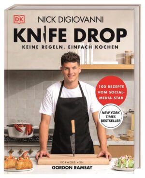 Tschüss, Küchen-Regeln! Einfach unverschämt lecker kochen? Das geht! Social-Media-Profikoch Nick DiGiovanni ist überzeugt: Ein paar grundlegende Techniken, clevere Kniffe und eine ordentliche Prise Selbstbewusstsein reichen aus, um die eigene Küche zu erobern. In diesem Kochbuch für Anfänger*innen und begeisterte Foodies teilt er seine 100 liebsten Rezepte, die 13 besten Küchen-Tipps und jede Menge extra Video-Content. Der Appetizer: Ein Vorwort von seinem Mentor Gordon Ramsay! Kreative Küche im Handumdrehen: - Lässige Trendküche für Zuhause: Das erste Kochbuch von Social-Media-Star Nick DiGiovanni - 100 einfache internationale Rezepte: Von der thailändischen Nudelsuppe über brasilianische Käsebällchen bis Fish & Chips - Die wichtigsten Basics und Techniken: So einfach gelingen der eigene Nudelteig, gepickeltes Gemüse, wachsweiche Eier oder Saucen für jede Gelegenheit - Noch mehr Küchen-Know-How: Hinter QR-Codes wartet jede Menge Video Content mit Tipps und Anleitungen, von Wraps falten über Bagel formen bis zur korrekten Aussprache von “Gnocchi” - Perfekt für Neulinge und Foodies: Das optimale Kochbuch für Anfänger*innen, die Basics einfach lernen wollen, und alle, die sich in der kreativen Küche bereits Zuhause fühlen Die wichtigste Zutat: Selbstvertrauen Als jüngster Finalist der US-amerikanischen Kochshow “MasterChef” begeisterte Nick DiGiovanni damals schon den kritischen Starkoch Gordon Ramsay. Heute feiern ihn Millionen von Menschen für seine preisgekrönten Kochvideos auf YouTube und Instagram. Sein Erfolgsrezept: einfach kochen! Von Orangen-Schoko-Pancakes und gegrilltem Brie-Sandwich mit Blaubeeren über Smash Burger und Ricotta-Ravioli mit Zitronensauce bis zu Chocolate Chip Cookies: Nick DiGiovanni zeigt auf humorvolle Art, wie die spannendsten Foodtrends und internationalen Rezepte ganz easy allen gelingen. Und damit Wraps falten, Bagels formen oder die korrekte Aussprache von "Gnocchi" nicht zum Küchenfail werden, verlinken QR-Codes zu extra Kochvideos mit noch mehr Tipps. Ran ans Messer und einfach kochen! Das Kochbuch für Anfänger*innen und Foodies mit 100 alltagstauglichen Rezepten und Tipps von YouTube-Koch Nick DiGiovanni.