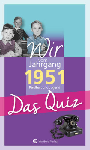 Spiel, Spaß und Wissenswertes - nicht nur für Jubilare! Ein pfiffiges Geburtstagsgeschenk und die perfekte Ergänzung zum passenden Jahrgangsband! Unternehmen Sie anhand von 80 Quiz-Fragen aus den Themenbereichen Alltag, Politik, Sport, Kultur und Wissenschaft eine spannende Reise in Ihre Kindheit und Jugend! Erinnern Sie sich an alte Filme und Fernsehserien, die Sie gern gesehen haben, an Sportler, die Sie beeindruckten, an unvergessliche politische Ereignisse und Stars, für die Sie geschwärmt haben! Jahrgang 1951 - wir sind in einer spannenden Zeit aufgewachsen. Gleichwohl sind viele Menschen, Dinge und Ereignisse, die in jenen Tagen die Welt bewegten, fast in Vergessenheit geraten. Denn wer erinnert sich, welches die beliebtesten Reiseziele der Westdeutschen in den 50ern waren und wie der Vorgänger des Trabant hieß? Wer weiß noch, wer die Titelrolle in der DEFA-Verfilmung von „Der Untertan“ spielte, wer die erste Gespielin von James Bond war und wie der Schimpfname von Muhammad Ali lautete? Testen Sie in geselliger Runde mit Freunden und Verwandten Ihr Wissen und lassen Sie die Vergangenheit wieder aufleben. Prägnante und detaillierte Antworttexte, illustriert mit zeittypischen Bildern, liefern Ihnen neben der richtigen Lösung auch interessante Zusatzinformationen. Spaß und Unterhaltung sind garantiert!