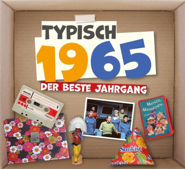 Typisch 1965 – Der beste Jahrgang Das perfekte Geschenk und persönliche Mitbringsel zum runden Geburtstag! Mit diesem wunderschön gestalteten Geschenkbuch entführen wir Sie zurück in Ihre Kindheit und Jugend. Viele zeittypische Bilder mit Schmunzelfaktor sorgen garantiert für Aha-Erlebnisse. Kurzweilige Texte zu Themen wie Spiele und Geschichten, Schule und Freizeit, Film und Fernsehen, Mode und Musik, Technik und Mobilität wecken jede Menge schöner Erinnerungen an die bunteste und prägendste Zeit im Leben. Öffne die Schatzkiste der Erinnerungen und tauche ein in die aufregende Zeit deiner Kindheit und Jugend! ➢ Ein originelles Geschenkbuch zum Geburtstag für Frauen und Männer ➢ Viele emotionale Fotos und Abbildungen aus der Zeit ➢ Spannende Infos zu Sport, Mode, Kino, Kultur, Technik … ➢ Modern gestaltetes Geschenkbuch mit 48 Seiten, Festeinband (Maße: 16,5 x 15 cm)