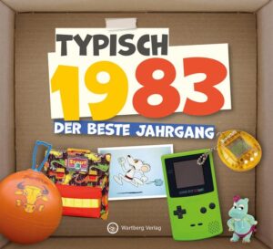 Typisch 1983 – Der beste Jahrgang Das perfekte Geschenk und persönliche Mitbringsel zum runden Geburtstag! Mit diesem wunderschön gestalteten Geschenkbuch entführen wir Sie zurück in Ihre Kindheit und Jugend. Viele zeittypische Bilder mit Schmunzelfaktor sorgen garantiert für Aha- Erlebnisse. Kurzweilige Texte zu Themen wie Spiele und Geschichten, Schule und Freizeit, Film und Fernsehen, Mode und Musik, Technik und Mobilität wecken jede Menge schöner Erinnerungen an die bunteste und prägendste Zeit im Leben. Öffne die Schatzkiste der Erinnerungen und tauche ein in die aufregende Zeit deiner Kindheit und Jugend!