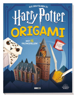 WOLLTEST DU SCHON IMMER MAL DEINEN EIGENEN HEULER BASTELN? ODER EIN MODELL VON HOGWARTS BAUEN? Erlebe mit diesem magischen Origami- Buch die Zauberwelt von Harry Potter neu! Hier findest du praktische Schritt- für- Schritt- Anleitungen für 15 einzigartige Origami Modelle, darunter Tierwesen, Gegenstände und Kulissen aus den Harry- Potter Filmen! Ein zauberhafter Origami- Spaß – das perfekte Geschenk für große und kleine Harry- Potter- Fans! DIESES BUCH ENTHÄLT: • für jedes Modell passend gestaltete Origami- Papierbögen • Schritt- für- Schritt- Anleitungen mit Abbildungen • Fotos der fertigen Origami- Modelle als Orientierungshilfe • Tipps, wie du deine Origami- Figuren noch magischer aussehen lassen kannst