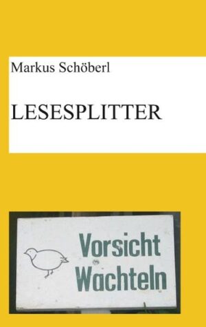 Lesesplitter sind ganz persönlichen Erinnerungsstücke an Lektüren der vergangenen 20 Jahre, eine Vitrine mit Text-Exponaten, die nichts verbindet, als dass Sie dem Autor auf seinen Lesereisen in die Augen gesprungen sind. Kleine Widerhaken, mit denen der Text, dem sie entnommen sind, im sonst gleichförmigen Lesefluss besondere Aufmerksamkeit erheischte. Mal witzig, mal prägnant, nachdenkenswert, originell formuliert, musste mal ausgesprochen werden. Der Leser mag sich bisweilen fühlen wie bei einem Dia-Abend voller fremder Urlaubserinnerungen. Aber demgegenüber hat dieses Buch doch zwei wesentliche Erleichterungen zu bieten: Die Lesesplitter müssen nicht ohne Unterbrechung von hinten nach vorne ‚bewundert‘ werden. Und ohne jeden Affront hat der Leser die Freiheit, Passagen zu überspringen. Eines aber ist versprochen: wer sich auf diese Sammlung einlässt, der wird auch selber die eine und andere Entdeckung machen. "Der Tag ist pöbelhaft", sagte er, "und verdient nur die Abwehr durch den Fensterladen. Feine Leute zünden ihren Geist an, wenn der Zenit seine Sterne anzündet." (Victor Hugo, Die Elenden) Aber andererseits darf die Wissenschaft ... sich von der Wirklichkeit auch nicht düpieren lassen. (Niklas Luhmann, Soziale Systeme) Ich han dir genug geraten. Kannstu es versteen, stumpfer pickel? (Johann von Saaz, Ackermann von Böhmen)