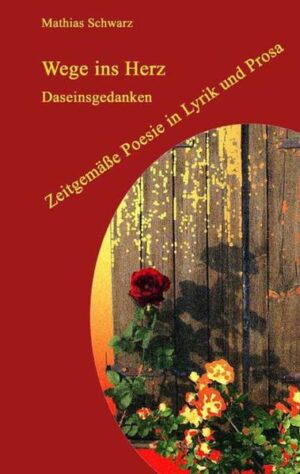 Von heimatverbunden bis zeitkritisch, von romantisch bis tiefgründig-traurig, von bissig-böse bis humorvoll-schwäbisch reicht die Palette dieses Poesiebandes. Sowohl in lyrischer als auch in prosaischer Form entführt Sie dieses Werk in die Zauberwelt der Dichtung. Das Arbeitsleben wird genauso kritisch betrachtet wie das Vereinsleben, die Schönheit dieser Erde findet genauso ihre Beachtung wie die tiefversteckten Schatten der menschlichen Seele, die gesellschaftlichen Entwicklungen heutzutage werden ebenso beleuchtet wie die Wünsche und Träume des Einzelnen. "Wege ins Herz" ist ein Buch zum Träumen, ein Buch für nachdenkliche Momente und - selbstverständlich - eine Aufforderung zum Lachen über sich und andere, und somit ein Buch für Herz und Gemüt. Lassen Sie sich entführen in die Zauberwelt der modernen, leicht verständlichen Poesie und genießen Sie Ihren Aufenthalt dort so lange und intensiv wie nur möglich. Bereiten Sie sich selber immer wieder schöne Momente - tauchen Sie ein in die unendliche Tiefe der Romantik, in das Meer der Freude und Zufriedenheit und erleben Sie den Vulkanausbruch äußerst kritischer Sozialbetrachtung. Verzichten Sie nicht auf diesen Querschnitt moderner Dichtung und erleben Sie wieder einmal die Ausdrucksstärke der deutschen Sprache im Zusammenspiel mit den 20 stimmungsvollen Farbfotografien, vom Autor selbst erstellt und bearbeitet. "Wege ins Herz" - ein Begleiter für aufgeschlossene, moderne Menschen.