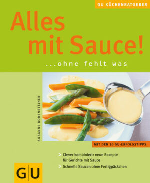 "Das ist so trocken!" - ein oft gehörter Satz, wo Kinder mit am Tisch sitzen. Ganz klar: eine Sauce muß her, und die ist schließlich auch für Erwachsene die heimliche Hauptsache. Aber welche passt wozu? Wie jongliere ich in der Küche die Zubereitung des Hauptgerichts und die der Sauce? Und brauche ich dazu zwei verschiedene Kochbücher - eins für das Gericht, eins für die Sauce? Klar kann man für die Sauce zum Kurzgebratenen auch einfach zum Fertigpäckchen greifen. Aber was da wieder drin ist... Jetzt wird alles einfacher, denn hier kommen Gericht-mit-Sauce-Dreamteams. Von Majoran-Kartoffeln mit Speckstippe über Grillfisch mit Mango-Kokos-Sauce und Kalbsspießchen mit Weißwein-Zitronen-Sauce bis hin zu Schoko-Chili-Parfait mit Kirschsauce werden in diesem Buch lauter Traumhochzeiten gefeiert: ohne viel Aufwand und garantiert lecker! Und wer das Schnitzel schon in der Pfanne hat und nur noch die Sauce dazu sucht, der sieht in der großen Übersichtstabelle am Schluss auf einen Blick, welche am besten passt. Denn natürlich lassen sich alle Saucen bei Bedarf auch unabhängig von "ihrem" Partnergericht nachkochen. Damit nie wieder der Ruf nach der Ketchupflasche laut wird!