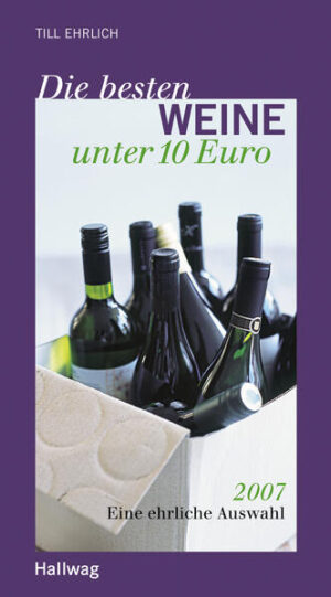 Die besten Weine unter 10 Euro 2007 ist ein handlicher und zuverlässiger Einkaufsführer, der ausgewählte Weine aus aller Welt mit hervorragendem Preis-Leistungsverhältnis detailliert beschreibt und ihre Bezugsquellen nennt. Till Ehrlich präsentiert eine unabhängige Auswahl selbst verkosteter und ausgesuchter Weine und verspricht in seinem Werk mehr Genuss beim Trinken guter Weine mit gutem Preis. In diesem Jahr mit noch mehr Alltagsrelevanz und umfangreichen Beschreibungen aller vorgestellten Weine.