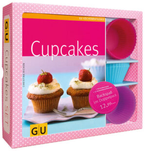 Klein, fein und einfach zuckersüß - Cupcakes, die bunten Minitörtchen - made in USA - sind inzwischen auch hierzulande voll im Trend. Was wir früher als Muffins kannten, hat sich heute unter dem Namen Cupcakes zu kleinen Tortenkunstwerken gemausert. Üppig mit Sahne, Buttercreme oder einem anderen Topping versehen und liebevoll verziert stehlen Cupcakes anderem Gebäck die Schau auf jeder Kaffeetafel. Darum Bühne auf für über 50 unwiderstehliche Törtchen: Lauter Rezepte von einfach bis ausgefallen - da ist für jeden Törtchen-Zuckerbäcker das Passende dabei. Damit der Cupcakes-Spaß gleich losgehen kann, gibt es in diesem Set 12 hochwertige Silikonbackförmchen in drei tollen Farben: Teig einfach und ohne Kleckerei einfüllen, Förmchen ins Muffinsblech einsetzen oder direkt aufs Backblech stellen, Fertige Kuchen mühelos herauslösen. Tipp: Die bunten Förmchen eignen sich auch prima zum Servieren der Cupcakes!