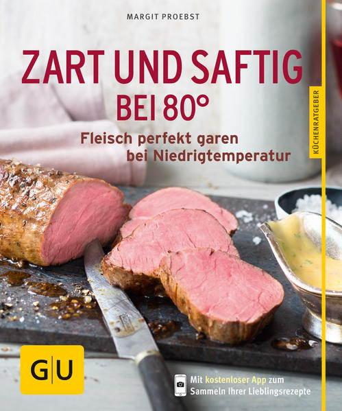 Schön saftig, unvergleichlich zart, herrlich rosa und garantiert sanft auf den Punkt gegart: so wunderbar gelingt Fleisch und Geflügel nach der 80-Grad-Methode. Und so einfach geht es: Fleisch gut anbraten, im Backofen bei 80 Grad je nach Rezept schonend garen und nach Ende der Garzeit sofort servieren. Und sollten die Gäste sich verspäten, macht eine halbe Stunde länger im Ofen gar nichts aus. Mit Niedrigtemperatur gelingen große Braten, wie Schulterbraten, Hirschkeule und Weihnachtsgans, edle Stücke, wie Kalbsfilet und Lende, oder kleine Stücke, wie Entenbrust und Filetsteaks, ganz bestimmt. Und während das Fleisch im Ofen ist, haben Sie Zeit für das Drumherum, für die vielen neuen originellen Saucen- und Beilagen-Rezepte, für sich, Ihre Gäste und Ihre Familie. Und alle werden begeistert sein!