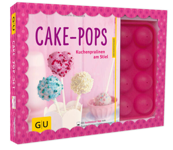 Backspaß im Set! Hier kommen 40 neue Rezepte, und damit man gleich loslegen kann dazu eine Backform für 16 Cake-Pops aus flexiblem Silikon, 20 wiederverwendbare Cake-Pop-Stiele und ein Halter zum Dekorieren und Servieren. Damit heizen wir das Cake-Pop-Fieber weiter an. Die bunten Kuchenkugeln machen aus jeder Feier etwas Besonderes, denn für jeden Anlass gibt es das passende Motiv. Ob Kindergeburtstag oder Gartenparty, Ostern, Weihnachten oder Hochzeit - der Cake-Pop ist der niedlichste aller Kuchen! Schon das Backen und Verzieren macht Riesenspaß, denn man darf nach Herzenslust in bunter Deko schwelgen. Kein Wunder also, dass die köstlichen Kuchenkugeln unsere Herzen im Sturm erobert haben. Egal, ob selbst geformt, in der flexiblen Backform oder im elektrischen Cake-Pop-Maker gebacken: Alle Rezepte gelingen auch Back-Einsteigern garantiert. Mit unseren Tipps für kreative Deko und die perfekte Glasur sind Ihnen die Aahs und Oohs der Gäste sicher. So wird die Cake-Pop-Party zum Erfolg!