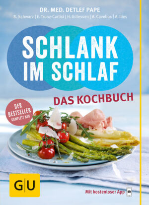 Das SiS-Erfolgskonzept ganz neu: aktualisierte Texte, neue Rezepte, wissenschaftlich getestetSchlank im Schlaf zählt hierzulande zu den absoluten Erfolgsdiäten - Hunderttausende haben bereits nach dem von Dr. med. Detlef Pape entwickelten SiS-Prinzip abgenommen. Jetzt gibt es das Bestseller-Kochbuch ganz neu: wissenschaftlich komplett überarbeitet und mit über 100 neuen Insulin-Trennkost-Rezepten! Mit seiner modernen Gestaltung, leicht verständlichen Einführung, spannenden Infografiken und neuen alltagstauglichen Rezeptideen ist Schlank im Schlaf - das Kochbuch für begeisterte SiS-Fans eine willkommene Ergänzung zu den bereits erschienenen Büchern. Und SiS-Neulingen bietet es den perfekten Einstieg, um ihre Ernährung nach dem Biorhythmus umzustellen: Sie müssen sich aus den jeweiligen Kapiteln einfach nur für morgens, mittags und abends eines der leckeren Rezepte herauspicken, auf das sie gerade Lust haben. Und wer gleich durchstarten möchte, nutzt den praktischen Wochenplan. Ein Rundum-sorglos-Paket für alle, die sich satt essen und auf gesunde Weise abnehmen wollen. Das steckt im Buch: 1 Schlank im Schlaf - die Erfolgsstory Mit zwei Säulen zum Erfolg SiS bedeutet: Hormone gezielt nutzen Hormon-/Ernährungstypen Große Infografik: Wo unsere Hormone entstehen Gestörte Stoffwechselprogramme Insulin-Score 2 Was Sie selbst tun können - gesund essen, gut schlafen, mit Spaß bewegen - Gesund essen im Takt des Biorhythmus Erfahrungsberichte / Fragen und Antworten Alles, was Sie brauchen: Ballaststoffe (Info: Süßes, Getränke, Fette und Öle) Die besten Eiweiß-Lieferanten Die besten Kohlenhydrate: Brot, Pasta & Kartoffeln und Gemüse & Obst Kasten: Eiweißbrot und Konjak-Nudeln - Gut schlafen Mehr Zeit für mich Mach mal Pause - 15 Ideen für kleine Auszeiten zwischendurch - Bewegter Alltag 10 000 Schritte am Tag Magazinseite: Die besten Sportarten für Einsteiger (Schwimmen, Radfahren, Laufen/Walking, Krafttraining, Pilates) 3 Die Chance nutzen - anders essen, besser leben Guten Appetit! Die guten ins Töpfchen: Infos zu Zutaten, Zubereitung und Küchenhelfern - Frühstück - Kohlenhydrate für einen guten Start Frühstück-Baukasten NEU Rezepte - Mittagessen - Kraft durch Kohlenhydrate und Eiweiß Rezepte - Abendessen - Eiweiß für die Fettverbrennung im Schlaf Eiweißrezepte ohne Kochen Rezepte