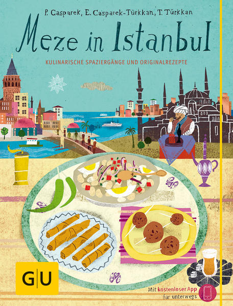 Essen wie in IstanbulJeder von uns kennt jemanden, der gerade in Istanbul war oder unbedingt dorthin will - wenn es eine City gibt, die derzeit in aller Munde ist, ist es Istanbul. Wenn man das Glück hatte, schon einmal in der quirligen Metropole am Bosporus gewesen zu sein, möchte man das unvergleichliche Aroma dieser Stadt am liebsten gleich in der heimischen Küche nachempfinden. Einfach atemberaubend, diese alle Sinne ansprechende Melange aus orientalischen Gerichten, duftenden Gewürzbasaren, würziger Mittelmeerluft und den warmen, sonnigen Farben der Gemüse und Kräuter, aus denen die kreative Köche Istanbuls herrliche, mundwässernde Häppchen zaubern: die sogenannten Meze, wie sie die Leute in Istanbul mögen. Unterwegs mit echten Kennern: Die kulinarische Entdeckungsreise von GU Meze in Istanbul ist mehr als ein Buch. Es ist ein genussreicher Stadtbummel mit fünf ausführlich beschriebenen Spaziergängen zu den besten Meze Istanbuls. Es ist ein Kochbuch mit 50 Originalrezepten für authentische orientalische Gerichte zum Nachkochen zu Hause. Und es ist ein ganz besonderer Reiseführer mit Adressen und kostenloser App für den Bummel durch die Trendmetropole: zu den schönsten Plätzen, verwinkelten Gassen, hippen Geschäften und besten Restaurants Istanbuls, und zwar abseits ausgetretener Touristenpfade. Um so viel Insiderwissen zu sammeln, muss man die Stadt wirklich aus dem Effeff kennen - und das tun die drei Autoren! Taneli Türkkan ist in Istanbul geboren, Erika Casparek-Türkkan hat lange in Istanbul gelebt, und die dritte, Petra Casparek, ist die Tochter der beiden! So ist das Buch ein richtiges Familienprojekt geworden, ein authentisches Koch- und Genusserlebnisbuch aus allererster Hand! Zum Genießen vor Ort und zu Hause: Meze in Istanbul bringt uns direkt ins Herz der Metropole am Bosporus. Rund 50 authentische Rezepte für Meze und orientalische Vorspeisen haben die drei Autoren aus Istanbul mitgebracht. Rezepte, die einfach und schnell gehen und es leicht machen, die angesagten orientalischen Vorspeisen, Salate, Dips und Häppchen mit Fleisch, Fisch, Gemüse und duftenden Gewürzen zu Hause nachzukochen. Die Rezepte für die orientalischen Gerichte stammen direkt aus den kulinarischen Hotspots der Stadt: von Streetfood-Lokalen an den Fischmärkten, Imbissständen im Basar, Restaurants mit Meerblick und Cafés und Tavernen rund um die Moscheen und Paläste. Dabei hat die Autorenfamilie Casparek-Türkkan fünf spannende Spaziergänge erkundet, die wir als Leser entweder beim Schmökern auf dem Sofa oder direkt vor Ort miterleben können: Spaziergang 1 führt ins hippe Istanbul, wo in kleinen Gassen trendige Designläden auf altes Handwerk treffen, moderne Bars und Clubs ebenso zu entdecken sind wie die versunkene Welt des Orient Express. Spaziergang 2 stellt uns elegante Restaurants an der schicksten Einkaufsmeile Istanbuls vor und führt auf den großen Fischmarkt und in authentisch orientalische Cafés und Teehäuser mit Flair. Spaziergang 3 lässt uns die Pracht der historischen Altstadt bestaunen, von der Hagia Sophia bis zum Topkapi Palast. Wir lernen unterwegs Köfte-Buden kennen und Läden, die herrlichen Pudding anbieten, und wir picknicken im Gülhane Park. Spaziergang 4 entführt uns in das Herz der Stadt, wo wir orientalisches Markttreiben pur erleben - herrlich bunte Basare wie den Ägyptischen Basar, mit ihren verführerischen Imbissbuden, die authentisches orientalisches Streetfood anbieten. Spaziergang 5 lässt uns auf den Wellen schaukeln, bei einer Bootsfahrt im Bosporus zum berühmten Dienstagsmarkt in Kadiköy, wo wir in kleinen Tavernen und Fischlokalen das Flair der Stadt mit superfrischen Meze genießen. Nachkochen, abheben! Locker verstreut im Buch gibt’s zu den Genuss- und Geheimtipps zusätzliche Infos über kulturelle Besonderheiten des Lebens in Istanbul: Ramadan und Hamam, das Geheimnis der türkischen Süßigkeiten, Getränke und Fischspezialitäten. Bleibt nur noch, sich erst mit ein paar Meze daheim Appetit zu holen - und dann ab in den Flieger! Meze in Istanbul von GU auf einen Blick: Essen wie in Istanbul: Ein Genusserlebnisbuch für alle, die die Trendmetropole am Bosporus aus erster Hand erleben möchten: von echten Kennern und Insidern geschrieben, zum Nachkochen und selber erkunden! Mit 50 authentischen Rezepten für orientalische Gerichte und Vorspeisen aus den besten Restaurants, Cafés, Imbissbuden und Fischlokalen der angesagten Trendcity. Mit fünf ausführlichen Spaziergängen zu den schönsten und hippsten Straßen, Plätzen, Läden und Restaurants der Stadt, plus kostenloser App für den Bummel vor Ort.