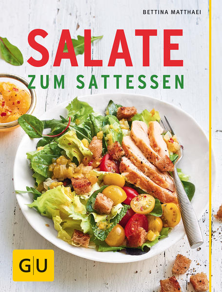 Update für den Kartoffelsalat: Verführerische Rezepte für leckere Salate„Für mich bitte nur Salat“ - wer so etwas früher sagte, galt oft als Spaßverderber. Und musste sich mit langweiligem Beilagen-Salat aus der Dose begnügen oder der immer gleichen Kombination aus grüner Salat mit Kartoffelsalat und ein bisschen drum herum. Salate, ganz trendy: Diese Zeiten sind vorbei! Heute haben Salate das Zeug zum großen Auftritt. Und laufen manchem Hauptgericht locker den Rang ab. Weil sie alles bieten, was Augen und Gaumen verführt: crunchy Knusperspaß, knackiges Gemüse, zartes Blattgrün von Rucola Salat bis Feldsalat, frische Früchte, raffiniert gewürztes Salatdressing und knusprige Toppings als Krönung. Zumindest, wenn die Gewürzexpertin und erfolgreiche Kochbuchautorin Bettina Matthaei die Rezepte dafür kreiert! Salat Rezepte für jede Gelegenheit: Im GU-Kochbuch Salate zum Sattessen zieht die Gewürz-Spezialistin Matthaei (die bei GU unter anderem die Erfolgstitel Gemüse kann auch anders und Vegetarisch von Feinsten veröffentlicht hat) wieder alle Register ihrer Kombinier-Kunst. Das Geheimnis ihrer verführerischen Rezeptideen für Salate ist der raffinierte Mix beliebter und vertrauter Zutaten. In vier Kapiteln präsentiert sie rund 70 überraschende - und dabei einfach und leicht zu machende! - Rezepte für Salate, die nicht nur glücklich, sondern richtig satt machen. Klassiker wie Kartoffelsalat und Nudelsalat sind genauso darunter wie verblüffende Neukreationen. Ob Salate to go für Uni und Büro, Superbowl-Salate, die als perfektes Mittag- und Abendessen taugen, Partyrezepte fürs Salatbüffet oder Delight-Salate mit wenig Kalorien und viel Aroma - Bettina Matthaeis Salate zum Sattessen passen für jede Gelegenheit. Sattmacher, die Zeit sparen: Denn statt Vorspeisen und Hauptgericht mit verschiedenen Beilagen zu kochen, kommt hier alles in eine Schüssel. Gesunde Rezepte, die sich perfekt für die schnelle Küche eignen! Update für Kartoffelsalat und Nudelsalat: Natürlich kommen Lieblingssalate wie Kartoffelsalat und Nudelsalat auch nicht zu kurz. Sie werden in verschiedenen Varianten vorgestellt, zeichnen sich aber, auch wenn sie klassisch daherkommen, durch das gewisse Etwas aus. Salate zum Sattessen sind eben Fitfood mit Wow-Effekt! Wie wäre es statt der immer gleichen Reissalat Rezepte zum Beispiel mit Avocado-Erbsen-Salat mit Reisbällchen und Miso-Dressing? Oder statt dem üblichen Geflügelsalat mal mit Brathendl-Salat mit Croûtons oder Hähnchen-Salat mit gelben Tomaten und Aprikosen-Chutney? Die Zutaten sind bekannt und überall zu bekommen. Die Kombi aber macht’s! Das zeichnet alle Salatrezepte des Buches aus - auch die Rezeptideen für Salatdressing: Superbowl: z. B. Tomaten-Aprikosen-Salat mit Feta und Honig-Sambal-Dressing, Quinoa-Heidelbeer-Salat mit Cassis-Vinaigrette, Pastinaken- und Möhrenstreifen mit Tahin-Zitronen-Dressing, Auberginen mit Lamm und Granatapfel-Harissa-Dressing… To Go: z. B. Kürbis-Quinoa-Salat mit Ahornsirup-Pfeffer-Dressing, Peperonata-Salat mit Feta, Rucola Salat und Oliven, Süßkartoffel-Ananas-Salat mit Erdnuss-Chili-Dressing, Salat aus gebackenem Ofengemüse mit Orient-Dressing, Kartoffelsalat mit Bohnen und Meerrettich-Vinaigrette, Nudelsalat mit Schinken … Delight: z. B. Glasnudel-Algen-Salat mit Ingwer-Sesam-Dressing, Rote Beete Salat mit Haselnüssen und Granatapfel-Dressing, Wassermelonen-Feta-Salat mit Pistazien-Minz-Pesto, Avocado-Erbsensalat mit Reisbällchen und Miso-Dressing … Partytime: z. B. Pasta-Spinat-Salat mit frischem Basilikum-Pesto, Couscous Salat mit Lamm und Chermoula, Antipasti-Salat mit gebratenen Garnelen, Käsesalat mit Gouda, Trauben und Walnüssen, Bulgursalat mit Ajvar und Knoblauchwurst, Indischer Linsensalat, Mediterraner Eiersalat mit Zucchini und Sardellencreme-Dressing … Vegetarische Gerichte: Großes Veggi-Plus: Viele Salatrezepte sind mit dem „Mörchenfaktor“ gekennzeichnet. Da finden sich Tipps und Ideen, wie sich die Salate vegetarisch variieren lassen. Toll auch: die Tipps für den perfekten Crunch im Serviceteil des Buchs. Ob selbstgemachte Croûtons, Pesto, Kräuter-Gewürzmix oder würzige Sprinkles aus Nüssen und Gewürzen - Bettina Matthaeis Salat-Kreationen sind auch deshalb nicht zu toppen, weil für sie herrlichen Knusperspaß sorgen und ungewöhnlich gut gewürzt sind. Salate zum Sattessen auf einen Blick: Rezepte für Salate, die glücklich machen: Hier spielen Salate die Hauptrolle! Rund 70 neue Salatrezepte für die leichte Küche: Verführerisch komponiert, mit knackigem Gemüse, Blattsalaten, Früchten, Nüssen und Getreide, mal mit Fisch, mal mit Fleisch. Fitfood für die schnelle Küche! Vegetarische Gerichte: Der „Möhrchenfaktor“ bei den Rezepten zeigt an, wie sich die Salate vegetarisch variieren lassen. Kochrezepte für die kalte Küche: Ob als Partyrezepte fürs Büffet, einfache Rezepte für die leichte Küche, To Go-Salate für Uni und Büro oder Superbowl-Salate zum Rundum-Sattwerden für die ganze Familie - die Salate zum Sattessen eignen sich für jede Gelegenheit. Was koche ich heute? Die neuen Salate zum Sattessen sind perfekt für die schnelle Küche: Statt Vorspeisen, Hauptgericht und verschiedene Beilagen zu kochen, kommt alles in eine Schüssel. Schnelle Küche at it‘s best! Salate mit Wow-Effekt: Leckere, neue Ideen fürs Salatdressing, Infos zu den besten Zutaten für Salate, raffinierte Würz-Effekte und verführerische Salat-Kombinationen - gesunde Rezepte, die einfach Spaß machen!