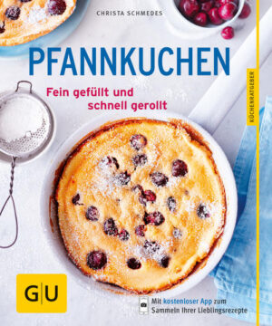 Pfannkuchen: Schweben Sie im 7. (Süßspeisen-)HimmelWenn es früh am Sonntagmorgen so herrlich aus der Küche duftet, kann das nur eins bedeuten: Da werden gerade schon die Pfannkuchen auf dem Herd gewendet. Der betörende Duft holt selbst den müdesten Morgenmuffel aus den Federn. Dieser belebende Effekt ist doch ein guter Grund dafür, Pfannkuchen ab jetzt einfach jeden Tag zu servieren, oder? Im GU-Küchenratgeber „Pfannkuchen“ verraten wir Ihnen köstliche Rezepte für neue Kreationen - süß und herzhaft. Pfannkuchen: Ihr Buch auf einen Blick Das erwartet Sie im GU-Küchenratgeber „Pfannkuchen“: · Tipps und Extras: Alles vom Grundrezept über spezielle Zutaten bis hin zu süßen und herzhaften Extras für Ihre Pfannkuchen · Süßes zum Sattessen: Pfannkuchen mit Pflaumenmus, Nusspfannkuchen mit Birnen, Pancakes mit Erdnuss-Zimtcreme, Apfelpfannkuchen, Vanillecrêpes mit Sommerfrüchten und mehr · Herzhaftes zum Sattessen: Pfannkuchentäschchen mit Pilzen, Parmesanpfannkuchen mit Gemüse, Pfannkuchen mit Hackfleischfüllung, Gemüse-Tortilla, Tortilla mit Chorizo und mehr · Nachtisch: Zitronencrêpes mit Beeren, Cappuccino-Schoko-Crêpes, Lebkuchen-Orangencrêpes, Karamellpfannkuchen, Pfannkuchen mit Feigen und mehr - Vegane Pfannkuchen ohne Ei und Milch Pfannkuchen-Rezepte: Das A-B-C der Pfannkuchenwelt!