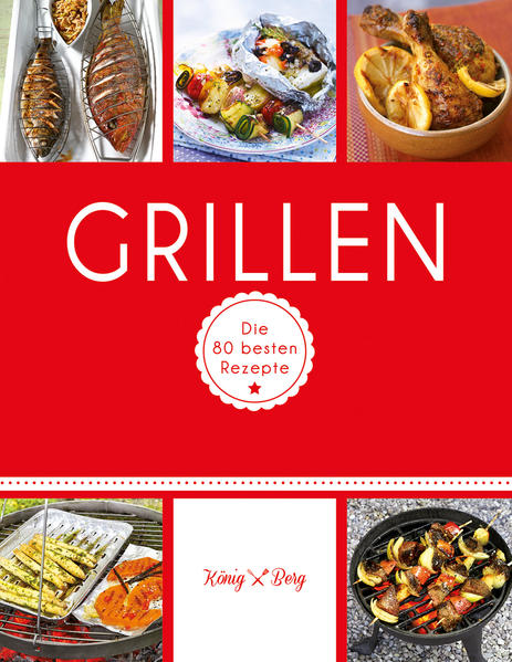 Fleisch, Fisch, Gemüse, Salate & Co.: 80 neue Rezepte zum Grillen!Was früher mal der Traum vom Tischlein-deck-Dich war, ist heute der Spaß am Grillen: Kaum etwas ist so märchenhaft unkompliziert, so verführerisch und eins, zwei, drei fertig wie das Essen für einen netten, lustigen Grillabend mit Familie und Freunden! Die Salate sind schnell gemacht, Fleischgerichte und Fischgerichte brutzeln auf dem Gasgrill oder Holzkohlegrill fast wie von alleine vor sich hin. Und wenn dann auch noch die Beilagen zum Grillen stimmen, genügend würzige Dips, BBQ Sößchen, Chutneys und frisch gerührte Salsas zur Hand sind, ist der Spaß perfekt! Grillen für alle – Fleischgerichte, Fischgerichte & vegetarisch grillen: Fehlen eigentlich nur noch ein paar neue, überzeugende Rezeptvorschläge und Ideen fürs Grillen mit Gas Grill und Holzkohle! Grillen von König & Berg bietet 80 neue Grill Rezepte mit Tischlein-deck-Dich-Qualität: Einfach. Schnell. Und eine echte Überraschung! Weil sie alle ausgesprochen raffiniert und dabei vollkommen unkompliziert sind. Und so abwechslungsreich, dass sie jedem Grill-Fan schmecken! Ganz gleich, ob Sie und Ihre Gäste lieber Fleischgerichte vom Grill mögen oder Fischgerichte, ob Sie gerne vegetarisch grillen – oder einfach auf der Suche nach neuen Ideen für Salate und Beilagen sind: Grillen von König & Berg macht lauschige Sommerabende jetzt noch entspannter und vergnüglicher: Mit neuen Ideen für Kartoffelsalate oder Salate mit Nudeln, Gemüse & Co. Mit fruchtig-würzigen Rezepten für Dips, Saucen und Marinade für Grillfleisch und Geflügel. Und natürlich mit Rezepten für Fleischgerichte und fürs Fisch grillen! Mit diesen Rezepten kann jeder richtig grillen: Wer Lust hat, kann sogar ein paar Rezepte fürs Räuchern ausprobieren, zum Beispiel mit Gemüse. Und wer lieber Grillspieße knabbert, Lust auf Burger grillen und Rippchen grillen hat – bitte, auch dazu gibt’s jede Menge mundwässernde Rezeptvorschläge, die garantiert gelingen: Fleisch: z. B. BBQ Grill Steaks mit Knoblauchkartoffeln, Kalbsröllchen mit Senf-Limetten-Butter, BBQ Spareribs, Jerk-Schweinerippchen, Filetsteaks auf Kobe-Art, Pfeffrige BBQ Grill Rib-Eye-Steaks, Lammhack-Kebab mit Joghurtsauce, Entrecôte mit Holunder-Hollandaise, Grillspieße (z. B. Kroatischer Schnitzel Spieß, Vietnamesische Grillspieße, Hack-Saté Grillspieße mit Erdnuss-Dip, Würstchen Grillspieße im Speckmantel), Thymian-Pecorino-Würstchen … Geflügel: z. B. Hähnchen grillen (z. B. Hähnchenkeulen auf Tandoori-Art, Hähnchen Tagliata, Würzhähnchen mit Ananassauce), Chili-Chicken Wings, Aloe-Limetten-Putensteaks, Marinierte Entenbrust mit Balsamico, Putenröllchen nach Art der Gärtnerin … Aus dem Wasser: z. B. Fisch grillen (z. B. Fenchel-Lachs mit Senf, Thunfisch mit Nussöl und Meerrettich, Kräuter-Knoblauch-Sardinen, Zitronen-Forellen mit Kapern, Scharfe Fisch Grillspieße, Lachskoteletts mit Ananasgemüse, Forellen auf Cajun-Art, Red Snapper vom Grill), Mini-Tintenfisch Grillspieße, Seeteufel-Papaya Grillspieße, Safran-Jacobsmuscheln, Garnelen mit Paprika … Vegetarisch grillen: z. B. Chili-Vanille-Kürbis, Grillgemüse mit Mango, Gemüse Grillspieße, Gegrillter Tofu, Gegrillte Zucchini mit Koriander-Melonen-Chutney, Knuspriger Kokos-Sesam-Tofu, Quattro Formaggi-Tramezzini, Gemüse räuchern (z. B. Grillgeräucherte Zwiebeln, Grillgeräuchertes Gemüseallerlei), Blattsalat mit gegrillter Ananas, Radicchio mit Ziegenkäse … Die Extras: z. B. Grillmarinade (z. B. BBQ Chili-Sauce, Hot Chili Sauce, Thai-Chili-Chicken-Sauce), Ajvar, Ananasketchup, Mais-Relish, Kräuter-Zucchini-Salsa, Rhabarber-Chutney, Nektarinen-Koriander-Salsa, Orient-Mayo, Salate (z. B. Pikanter Peperonata-Salat, Türkischer Hirtensalat, Salat mit Grillpfirsich und Schinken, Roter Kartoffelsalat, Grüner Kartoffelsalat mit Sprossen, Bohnen-Tomatensalat mit Koriander, Nudel-Paprika-Salat), Obst Grillspieße mit Ingwerbutter, Ananas Sweet BBQ … Das perfekte Essen für Gäste: Egal, ob man lieber den Gasgrill oder Holzkohlegrill nimmt, ob man Wurst-Fan, Fleischtiger oder Liebhaber von vegetarisch grillen ist – alle Grill Rezepte in Grillen von König & Berg sind so abwechslungsreich und vielfältig, dass garantiert für jeden Geschmack etwas darunter ist. Die Rezeptvorschläge für lange Grillabende und unkompliziert-fröhliche Essen für Gäste gehen mit diesen Ideen garantiert nicht mehr aus. Jetzt muss eigentlich nur noch das Wetter mitspielen – und einem langen, köstlichen Grillsommer steht nichts mehr im Weg. Holzkohlegrill – deck Dich! Grillen von König & Berg auf einen Blick: So macht Grillen noch mehr Spaß: 80 einfache, schnelle BBQ Rezepte und neue Ideen zum Fisch grillen, vegetarisch grillen, für Fleischgerichte vom Grill und Desserts vom Grill sowie für Salate und Beilagen. Und das zum unschlagbaren Preis-Leistungs-Verhältnis! Für Gasgrill und Holzkohlegrill: Die Grill Rezepte eignen sich für verschiedene Grilltypen – ganz gleich, ob man mit Gas Grill oder Holzkohle grillt. Super Essen für Gäste: Alle Grill Rezepte sind so einfach wie raffiniert: leicht vorzubereiten und dabei unglaublich verführerisch und abwechslungsreich – da gehen die Ideen für lange Grillabende nicht aus! Grill Rezepte und Rezeptvorschläge für Salate und Beilagen, die jedem gelingen: Alle Rezeptvorschläge sind dreifach geprüft, absolut alltagstauglich, unkompliziert und gelingsicher!