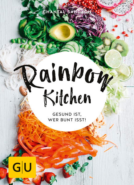 Gesund kochen: Colour your Kitchen, colour your Life!Je farbenfroher es in Ihrer Küche zugeht, desto fitter und frischer gehen Sie durchs Leben. Mit den bunten Rezepten aus dem GU-Kochbuch „Rainbow Kitchen“ klappt gesundes Essen mit Genuss. Ihr kunterbuntes Gesund-Kochen-Buch auf einen BlickDas erwartet Sie in „Rainbow Kitchen“: Wissenswertes: Spannende Nährstoff-Facts, die besten Superfoods der Regenbogen-Küche und Praxis-Tipps Rainbow-Drinks: Cremiger Erdbeertraum, Honey & Vanilla, Herbstrot-Saft, Sunshine-Slim und mehr Rainbow-Snacks: Erbsen-Minz-Dip, Erdnuss-Orangen-Dip, Buntes-Sushi mit Blumenkohlreis, Rote-Bete-Cashew-Aufstrich und mehr Rainbow-Salads: Spargel-Kartoffel-Salat, Nussiger Granatapfelsalat, Tomaten-Melonen-Salat, Grünkohl-Cashew-Salat und mehr Rainbow-Bowls & More: Wildreis-Bowl mit Orangensauce, Backtomaten mit Polenta, Soba-Bowl mit Aprikosensauce, Gorgeous Green Soup und mehr Rainbow-Desserts: Chia Tropicana, Erdbeer-Rhabarber-Crumble, Blutorangen-Eis am Stiel, Pfannenpfirsich mit Joghurt und mehr Gesund kochen, bewusst essen: Nährstoffe für mehr PowerDie Fitmacher aus Gemüse und Obst tragen komplizierte Namen wie Carotinoide oder Anthocyane. Ihre Aufgabe ist aber ganz leicht zu verstehen: Sie geben Früchten ihre Farbe. Und das ist noch nicht alles: Sie und viele andere Phytonährstoffe bewirken nach dem Verzehr in unserem Körper wahre Wunder. So beugt etwa der rote Farbstoff Lycopin in Tomaten und Beeren Krebs vor und schützt unser Herz. Anthocyane verleihen Rotkohl und Blaubeeren ihre Farbe und bewahren unsere Zellen vor Schäden. Betacarotin lässt Karotten und Mais strahlen und stärkt Augen, Immunsystem und Knochen. Mehr über die Bedeutung von sekundären Pflanzenstoffen lesen Sie in „Rainbow Kitchen“. Smoothies, Bowls, Snacks: Gesund ist, was bunt ist!Die „Rainbow Kitchen“ hat alles, was bewusste Esser suchen: Superfood pur! Mit diesen Rezepten sind die empfohlenen fünf Portionen Obst und Gemüse am Tag locker zu meistern. Pflücken Sie sich jeden Tag etwas Neues vom Regenbogen und bringen Sie Abwechslung auf den Teller - gesund kochen mit einfachen Rezepten und einer großen Portion Glückseligkeit. Kostprobe gefällig? Kunterbunte Durstlöscher Wir haben Smoothies und Drinks für alle Lebenslagen! Der „Honey & Vanilla“ gibt mit Banane und Honigmelone einen Energie-Kick, der „Sunshine-Slim“ hilft dank Ananas beim Abnehmen und die „Ingwerlimo mit Himbeeren“ stärkt durch Scharfstoffe und Vitamin C die Abwehrkräfte. Farbenfrohe Snacks Stillen Sie den kleinen Hunger zwischendurch mit schlanken Fitmachern! Echt ausgefallen, aber superschnell gemacht ist „Buntes Sushi mit Blumenkohlreis“. Ein vitalstoffreicher Augenschmaus ist das „Regenbogengemüse am Spieß“. Knackige Salate Wer seine Reserven mit leichten Gerichten auffüllen möchte, wird in „Rainbow Kitchen“ sicher schnell fündig: Reich an zellschützenden Stoffen ist zum Beispiel der „Nussige Granatapfelsalat“. Alle wichtigen Nährstoffe für Herz und Kreislauf liefert der „Wildkräuter-Sprossen-Salat“. Schmackhafte Sattmacher Unbedingt ausprobieren, wenn Sie sich kraftlos und unausgeglichen fühlen: die „Soba-Bowl“. Verfeinert mit Apfelessig, Umeboshi-Paste und Chili entfalten mit Soba-Nudeln und Gemüse ihre volle Detox-Kraft! Frische Desserts „Je bunter desto gesünder“ gilt auch für kleine Süßigkeiten. Dank Chiasamen, Nüssen & Co. sind unsere Desserts garantiert gesund und trotzdem lecker. Unser Favorit: „Erbeer-Rhabarber-Crumble“. Regenbogen-Küche: Gesund kochen leicht gemachtBleiben Sie fit von Kopf bis Fuß - in „Rainbow-Kitchen“ finden Sie alle Rezepte für gesundes Kochen - mit Wow-Effekt!