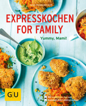 Expresskochen for Family: Familienrezepte für jeden TagGesund, unkompliziert und lecker: Kochen für die Familie ist im stressigen Alltag eine Herausforderung. Aber ab jetzt nicht mehr! „Expresskochen for Family“ liefert köstliche Familienrezepte, die Ihnen garantiert in höchstens 30 Minuten gelingen - und das nur mit frischen Zutaten. So geschickt kombiniert, dass selbst kleine Gemüsegegner ordentlich zulangen. Und das Beste: Uns Großen schmeckt’s natürlich auch... Schnelle Familienrezepte: Ihr Buch auf einen BlickDas erwartet Sie im GU-Küchenratgeber „Expresskochen for Family“: Tipps und Extras: Ausgewogen Kochen für Kinder, die besten Zeit-Spar-Tricks, geschickt anrichten für Kinderaugen, fünf schnelle Beilagen und Hilfen für kleine Essensverweigerer Schnell, schneller am schnellsten: Blitz-Nudeln mit Lachs und Spinat, Süße Schupfnudeln mit Beeren-Sauce, Strammer Avocado-Max, Fruchtige Chicken-Wraps und mehr Ratz-fatz-fertig: Makkaroni-Kürbis-Gratin, Kichererbsen-Puffer mit Feta, One-Pot-Parmesan-Pasta, Nudel-Risotto mit Hähnchenfilet und mehr Gourmet-Express für Groß und Klein: Knusprige Chicken-Nuggets, Hähnchen mit Zucchini-Nudeln, Lasagne-Suppe, Herzhafter Ofen-Pfannkuchen und mehr Leckere Familienrezepte: Gerichte mit Pfiff und ohne AufwandSie brauchen mehr Kochideen? In „Expresskochen for Family“ finden Sie zahlreiche Rezepte, die Sie und Ihre Familie satt und glücklich machen. Und mehr Freizeit gibt’s gleich mit dazu. Denn am Kochtopf werden Sie dank Turbo-Rezepten bald nicht mehr viel Zeit verbringen müssen. Hier landen alle Familienrezepte ruck-zuck auf dem Tisch. Vitamine, Mineralien, Eiweiß: Ausgewogen essen mit gesunden FamilienrezeptenEigentlich ist es ganz einfach: Kinder brauchen in etwa die gleichen Nährstoffe wie Erwachsene. Auf den täglichen Speiseplan gehören Obst und Gemüse, Getreide und Kartoffeln, Milchprodukte und Hülsenfrüchte, Fleisch und Fisch. Wie Sie alle Zutaten geschickt kombinieren, lesen Sie in „Expresskochen for Family“. Eine kleine Auswahl an Familienrezepten gefällig? Bitteschön: Familienrezepte für Ungeduldige Der Tag war lang, die Zeit richtig knapp: Mit wenigen Zutaten zaubern Sie fix ein Abendessen, das hungrige Bäuche glücklich macht. Dass Sie mit den einfachen Familienrezepten kaum Arbeit haben, wird übrigens niemand merken - Applaus ist Ihnen trotzdem garantiert! Aus Brot, Avocado, Schinken und Ei wird ein Strammer Max, den so noch niemand gegessen hat. Fischstäbchen, Apfel und Salat vereinen sich mit Vollkornbrötchen zu einem Fisch-Burger, der locker als Fast-Food durchgeht, aber heimlich wichtige Fettsäuren und Vitamine liefert. Familienrezepte für viele Esser Es versammelt sich die ganze Familie am Tisch - oder sogar noch Gäste? Kein Problem: In einer halben Stunde ist alles fertig! Wie wäre es zum Beispiel mit „Hähnchen und Zucchini-Nudeln“: Die Hähnchenbrustfilets garen im Ofen zusammen mit Tomaten, Pesto und Mozzarella fast von alleine. Nur noch Nudeln kochen und Zucchini schneiden - et voila! Oder Sie füllen kleine Kalbsschnitzel mit einem Frischkäse-Paprika-Mix, kochen Süßkartoffeln und pürieren sie. Ihre Familie wird diese „Schnitzel-Röllchen mit Süßkartoffelpüree“ lieben! Familienrezepte für Vegetarier Soll es mal ohne Fleisch sein? Oder macht Ihr Sprössling gerade eine fleischfreie Phase durch? Alle mit einem grünen Blättchen gekennzeichneten Rezepte im Küchenratgeber sind vegetarisch. Oder sogar vegan - wie die „Asia-Nudelpfanne mit Tofu“. Familienrezepte für Naschkatzen Lust auf Süßes? Die „Schupfnudeln mit Beeren-Sauce“ gehören zu den Familienrezepten, die den Heißhunger ohne viel Zucker stillen. Und wenn es mal ein Dessert sein soll: Probieren Sie unbedingt den „Banana-Schoko-Pudding“ aus!