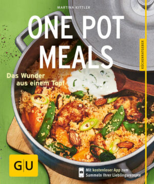 One Pot Meals: Leckere Rezepte aus nur einem TopfVorbei ist die Zeit des hektischen Hantierens mit Töpfen, Pfannen und Schüsseln. Stundenlanges Abspülen war gestern. Wir machen jetzt Fast Food, aber gesund und homemade, statt fettig vom Lieferdienst. One Pot heißt das Zauberwort! Der GU-Küchenratgeber „One Pot Meals“ präsentiert Ihnen leckere Ratz-fatz-Rezepte, für die Sie nur einen Topf benötigen. One Pot-Rezepte: Ihr Buch auf einen BlickDas erwartet Sie im GU-Küchenratgeber „One Pot Meals“: Tipps und Extras: Wichtiges Topf-Wissen, das One-Pot-Prinzip, die besten Zutaten und Toppings Pasta - Basta! Ratatouille-Pasta mit Oliven, Schinken-Erbsen-Makkaroni, Spaghetti mit Spargel-Sugo, Hackbällchen auf Spitzkohl-Tagliatelle und mehr Körnchenweise Köstliches: Gemüse-Couscous mit Harissa-Hähnchen, Gemüse-Pilaw mit Nüssen, Quinoa-Buddha-Bowl mit Süßkartoffeln, Curry-Spinat-Hirse mit Pilzen und mehr Knollig gut: Brokkoli-Kartoffel-Topf mit Lachs, Kürbis-Kartoffel-Gulasch, Gnocchi-Pfifferlings-Ragout, Mangold-Kartoffel-Gemüse mit Eiern und mehr Ein Hoch auf Hülsenfrüchte: Chili con Carne, Winter-Minestrone mit Maronen, Involtini auf Linsen-Gemüse-Ragout, Auberginen-Linsen-Curry und mehr One Pot-Rezepte mit Pasta, Reis, Kartoffeln, Fleisch oder vegetarischIhnen fehlt im Alltag die Zeit aber 08/15-Speisen haben Sie satt? Ihre Familie liebt den bunten Mix aus frischen Zutaten und vielen Aromen, aber der Abwasch bleibt nach dem Essen doch immer wieder an Ihnen hängen? Dann ist das Kochen mit nur einem Topf genau das Richtige für Sie! Keine Sorge: Mit dem konsistenzlosen Einheitsbrei aus Campingkochern von damals haben unsere One Pot-Rezepte nichts zu tun. In der richtigen Reihenfolge hinzugefügt wird aus allerlei frischen Zutaten ein Geschmackserlebnis ohne Aufwand - von One Pot-Pasta-Rezepten über One Pot-Kartoffeln bis hin zu One Pot-Gerichten mit Fleisch. Im GU-Küchenratgeber „One Pot Meals“ findet eben jeder seinen Lieblings-Topf. Sie wollen schon einmal reinlinsen? Dann heben wir mal vorsichtig den Deckel: Für Gastgeber: Kurzentschlossen haben Sie alle für heute Abend eingeladen? Verwöhnen Sie Ihre Gäste mit einem herrlich-köstlichen Rezept aus der Mittelmeer-Küche. Die „One-Pot-Meeresfrüchte-Paella“ ist für viele Esser perfekt! Satt machen auch Hülsenfrüchte wie Bohnen oder Linsen - was Sie daraus zaubern können, lesen Sie im GU-Küchenratgeber „One Pot Meals“. Für Pastaliebhaber: Eine Woche ohne Nudeln - gibt es bei Ihnen nicht? Unsere One Pot Pasta-Rezepte werden Sie glücklich machen. Unser Favorit: „Spaghetti mit Spargel-Sugo“. Mehr müssen wir dazu wahrscheinlich gar nicht sagen, damit Sie Lust haben, den Kochtopf zu zücken - richtig? Für Fleischfans: Während Sie sonst mit mehreren Pfannen und Töpfen hantieren, zaubern Sie mit dem GU-Küchenratgeber „One Pot Meals“ auch Gerichte wie „Schweinefilet auf Rahmsauerkraut“ oder „Afrikanisches Erdnuss-Hähnchen“ mit nur einem Topf hervor. Glauben Sie nicht? Probieren Sie es aus! Das Fleisch kommt garantiert zart und saftig auf den Tisch. Für Kartoffelfreunde: Kaum jemand macht ein One Pot-Rezept so schön sämig wie die Kartoffel. An verregneten Herbsttagen ist das „Kürbis-Kartoffel-Gulasch“ der Hit! Wärmt von innen und mach satt - ohne auf die Hüften zu gehen. One Pot-Rezepte: Ausgefallene Gerichte schnell zubereitetLos geht’s! Im GU-Küchenratgeber „One Pot Meals“ finden Sie alle Rezepte im Detail. Behalten Sie den Überblick am Herd und heben Sie sich die gesparte Zeit aus der Küche lieber für das Genießen und Plaudern beim Abendessen auf.