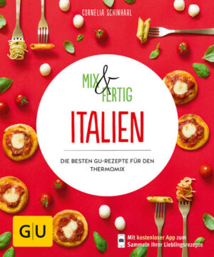 Thermomix-Kochbuch für Italien-Fans: Pizza, Pasta & Amore Thermomix goes Bella Italia! Im GU-KüchenRatgeber „Mix & fertig Italien“ hält die beliebteste Länderküche der Welt Einzug in die Mixtöpfe der angesagtesten Küchenmaschine aller Zeiten. Dank dieses Thermomix-Italien-Kochbuchs kreieren Sie mit minimalem Aufwand einen authentischen Geschmack. Alles wird schnell und entspannt in Ihrer Küchenmaschine zubereitet. In vier Rezeptkapiteln wird sich ohne Umwege in den Süden gekocht: Wie in einem echten italienischen Restaurant gibt es Antipasti, Primi, Secondi, Dolci - und natürlich Pasta, Pizza und Eis. Mit dem Thermomix-Kochbuch auf nach Italien Sie lieben die italienische Küche? Dann ist dieses Thermomix-Kochbuch wie für Sie gemacht! Mit Ihrer Küchenmaschine holen Sie sich echtes Italo-Feeling ganz easy in Ihr Zuhause. Herrlich aromatische Mittelmeerkräuter oder würziger Parmesan sind in Sekundenschnelle zerkleinert, Pizza- oder Pastateig mühelos geknetet und das Risotto gerührt. Dank Thermomix kochen sich italienische Rezepte also fast wie von alleine. Pizza aus dem Thermomix Hauchdünner Pizzateig mit einer fruchtigen Tomatensauce, köstlichem Käse und frischem Basilikum belegt - so schmeckt Italien! Um einen original italienischen Pizzateig nachzumachen, ist der Thermomix als Helfer einfach unschlagbar. Für die klassische Pizzavariante wird der Hefeteig geknetet und für die Calzone die Füllung im Mixtopf vorbereitet. Jetzt muss nur noch der Ofen vorgeheizt werden und schon fühlen Sie sich als wären Sie zu Gast in Mailands bester Osteria. Thermomix: Italienische Vorspeisen aus der Küchenmaschine Italien ohne Antipasti - das wäre nur halb so schön! Wie praktisch, dass die italienischen Vorspeisen mit dem Thermomix und diesem GU-KüchenRatgeber jetzt noch besser gelingen. So wird zum Beispiel für ein Vitello Tonnato das Kalbfleisch im Varoma sanft gegart, damit bei der Zubereitung nichts schiefgehen kann. Italienische Thermomix-Rezepte für Pasta, Risotto & Co. Früher wurden in Italien stets ganze Menüs serviert. Heute sehen die Italiener das nicht mehr so streng und es darf sich auch mal einzig und allein an „Primi“ satt gegessen werden. Was im Süden dann vom Küchenchef persönlich zubereitet wird, macht bei Ihnen zu Hause der Thermomix. Er hilft Ihnen dabei, einen Kürbis in Gnocchi zu verwandeln oder eine Pilzpolenta besonders cremig zu kochen. Selbstverständlich soll hier auch erwähnt werden, wie gut ein Risotto in der Küchenmaschine gelingt: Kein Anbrennen, kein Verkleben - einfach nur perfekter Reisgenuss! Ohhh und dann wäre da natürlich noch die Königsklasse: selbst gemachter Nudelteig! Aus Mehl, Eiern, Salz und Olivenöl entsteht in der Küchenmaschine schnell der ideale Teig für Ihre „Tagliatelle mit Käsesauce“. Fisch und Fleisch aus dem Thermomix: Italien-Favoriten in Höchstform Hackbällchen, Kalbfleischröllchen oder Fischfilet - wonach steht Ihnen heute der Sinn? Mit dem GU-KüchenRatgeber „Mix & fertig Italien“ haben Sie die Wahl: Im Varoma gegart, bleibt das Hackfleisch schön saftig und die Involtini werden richtig zart. Ein Lammragout schmort ohne viel Arbeit und der Steinbutt kommt eingewickelt in Backpapier auf den Teller. Egal, für welches Thermomix-Rezept Sie sich hier entscheiden - sie alle sind leicht gemacht und schmecken fabelhaft! Dolci aus dem Thermomix: Italiens süße Seite Für etwas Süßes ist immer Platz! Erst recht, wenn es um italienische Dolci aus dem Thermomix geht. Denn die Italiener haben Nachspeisen zu bieten, bei denen jeder sofort ins Schwärmen gerät: Amaretti, Panna cotta, Gelato, Zabaione ... Mamma mia! Alle italienischen Thermomix-Rezepte finden Sie im GU-KüchenRatgeber „Mix & fertig Italien“ - step by step zum Nachkochen erklärt.