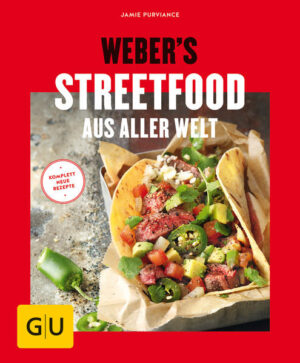 Souvlaki, Bulgogi-Steak und Tacos: Grill-Streetfood von Weber im KüchenRatgeber! Trendy Grillrezepte wie aus Foodtrucks und Garküchen: Die besten Streetfood-Gerichte aus Asien, Europa, Amerika! Komplett neue Weber-Rezepte: von thailändischen Satay-Spießen über kalifornische Danger Dogs bis hin zu Elsässischem Flammkuchen auf kompakten 80 Seiten! Streetfood-Grillrezepte für Einsteiger: Perfekt geeignet für Anfänger am Rost - so gelingt’s garantiert! Ausklappen für die Auf-einen-Blick-Anleitung: Holzkohlegrill vorbereiten und die Hitze regulieren Heiß auf Neues vom Grill: Mehr als 30 Rezepte für die Grillparty Weber goes Streetfood! Aus Europa und Orient kommen Flammkuchen vom Rost, würziges Lamm-Kebab, gegrilltes Fladenbrot und Falafel. Asien lockt mit scharfen koreanischen Rippchen, Chicken-Tikka-Masala-Spießen und vietnamesischen Banh-Mi-Sandwiches. Und mit Klassikern wie Buffalo Wings und gegrillten Shrimps, mexikanischen Tacos und argentinischem Carne Asada geht’s einmal quer durch Amerika, von Nord nach Süd! So köstlich schlemmt man in der Streetfood-Welt - und die kann man sich mit über 30 Rezepten jetzt ganz einfach auf seinen Grill holen! Streetfood-Rezepte vom Weber-Grill: Jetzt in der erfolgreichen KüchenRatgeber-Reihe!Die besten Streetfood-Grillgerichte der Welt auf nur 80 Seiten - und so einfach beschrieben, dass auch Anfängern alles garantiert gelingt! Das gibt es nur im kompakten, handlichen GU KüchenRatgeber - jetzt mit Original-Weber-Rezepten von Grillprofi Jamie Purviance. Alle Rezepte sind brandneu und exklusiv für dieses Buch geschrieben: Das muss man einfach haben! Streetfood einfach wie nie: Schritt für Schritt zum Genuss!Den Holzkohlegrill vorbereiten und anzünden, die Kohle für direkte oder indirekte Hitze anordnen und die Hitze der Glut regulieren wie ein Profi: Jamie Purviance zeigt Schritt für Schritt und Bild für Bild, wie’s geht! Einfach die Klappen öffnen - so hat man diese wichtigen Infos immer im Blick und auch Einsteigern gelingt die perfekte Glut. Außerdem: „Welches Zubehör braucht man für Streetfood?“, „Jamies Erfolgstipps“ und „Die besten Kombis“. In jedem Rezept steht die empfohlene Grilltemperatur und die exakte Zeitangabe: So gelingen Burger, Kebabs und Tacos wirklich immer! Scharf auf Tex-Mex, Lust auf Asien oder heiß auf Mittelmeer: Die besten Streetfood-Hits kommen immer vom Grill! Jetzt bestellen und die neuen Grill-Hits von Weber und GU ausprobieren!