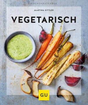 Fleischfrei Kochen mit dem Buch Vegetarisch von Martina Kittler Dieses Buch eignet sich für jeden, der einen einfachen Einstieg in die vegetarische Küche sucht, oder einfach so ab und an gerne fleischlos kocht und neue, gesunde Veggi-Rezepte ausprobieren möchte. Viele neue Rezeptideen für jede Gelegenheit: vom kleinen Snack für zwischendurch bis zum vollwertigen und gesunden Hauptgericht, mit dem man auch Gäste ganz ohne Fleisch verwöhnen kann! Für Einsteiger bietet dieses Buch viele nützliche Tipps zum vegetarischen Kochen, schnellen Gemüseschnippeln und leckeren Fleischersatz. Immer mehr Menschen ernähren sich heute bewusster und gesünder. Dabei steht vor allem die vegetarische Küche hoch im Kurs. Das Buch Vegetarisch von Martina Kittler bietet eine große Auswahl an interessanten und leckeren Rezeptideen für Einsteiger. Aber auch erfahrene Hobbyköche, die gerne mal etwas Neues ausprobieren wollen, werden in diesem Kochbuch zahlreiche Inspirationen finden. Durch eine bunte Auswahl an Gemüse hat dieses Buch zu jeder Saison etwas zu bieten. Kreative vegetarische Küche für jeden TagIn den drei Kapiteln dieses Buchs finden Sie Rezepte für jede Gelegenheit: Schnelle Kleinigkeiten wie frischer Blumenkohlsalat oder wärmende Minestrone, die auch an stressigen Tagen im Handumdrehen gekocht sind. Oder Gerichte für eine leckere Mittagspause im Büro wie das Caprese-Sandwich oder der bunte Mexiko-Salat im Glas. Am Wochenende darf es auch mal etwas ausgefallener sein: Probieren Sie doch einmal die selbstgemachten Gnocchi mit Kürbis und Fetabröseln oder die Petersilien-Hollandaise. Einige Rezepte überraschen zusätzlich mit tollen Tipps in Form von GU-Clous. Neben den Rezepten erhalten Sie wertvolle Tipps zu praktischen Küchenhelfern und bekommen auf einen Blick viele leckere Lebensmittel vorgestellt, die Fleisch ersetzen können. Auf praktischen Ausklappseiten haben Sie die wichtigsten Handgriffe immer im Blick: vom richtigen Lagern bis hin zur gekonnten Verarbeitung von Gemüse.