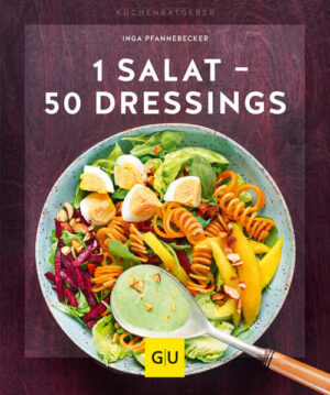 Kreativ, bunt, anders - So haben Sie Ihren Salat noch nie aufgepeppt! Mit den Rezepten und Tipps des GU-KüchenRatgebers 1 Salat - 50 Dressings lassen sich Salatköpfe jetzt überraschend vielseitig herausputzen, von klassisch bis knackig, mild bis fruchtig und feinsäuerlich bis vegan. Ein Kapitel widmet sich Vinaigrette-Variationen, eines ist für cremige Salatsaucen reserviert und eines führt außergewöhnliche Kombis vor, mal asiatisch, mal orientalisch inspiriert - doch auch süße Kreationen für den extra Kick warten auf! Trendige Zutaten mischen bei vielen Rezepten mit - von Avocado bis Zitrusfrucht, von Mango bis Tahini, aber auch Klassiker-Rezepte machen schnell klar: Langeweile wird es in Salatschüsseln ab jetzt nicht mehr geben!