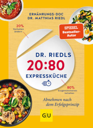 Dr. Riedls 20:80 Expressküche - Abnehmen nach dem Erfolgsprinzip Schnell und lecker Abnehmen - mit den neuen Rezepten von Dr. Riedl und seiner Erfolgsformel 20:80 Seit vielen Jahren zeigt Ernährungsprofi Dr. Riedl in seinen Kochbüchern, Sachbüchern sowie in seinem Hamburger Zentrum für Diabetes, Prävention und Ernährungsmedizin wie einfach gesunde Ernährung sein kann. Dabei sind es besonders die kleinen Veränderungen die auch Sie hin zum Wunschgewicht führen können. Sie träumen schon lange davon endlich abzunehmen und dafür trotzdem nicht lange in der Küche stehen zu müssen? Dann sind die Expressgerichte aus diesem Buch genau das Richtige für Sie! Leichte Frühstücksrezepte zeigen, wie man gesund und gesättigt in den Tag starten kann Die warmen Hauptmahlzeiten überzeugen als vegetarische Variante oder mit Fleisch & Fisch für eine gute Eiweissversorgung Außerdem werden kalte Hauptmahlzeiten vorgestellt, die man beispielsweise auch auf der Arbeit hervorragend genießen kann Gesunde Desserts ohne Zucker sorgen dafür, dass der süße Zahn bedient wird Den Stoffwechsel in Schwung bringen und entgiften Mit dem 20:80-Aktionsplan gibt Ihnen Dr. Riedl genaue Vorgehensweisen an die Hand, wie Frauen und Männer entschlacken können und gleichzeitig genau die Kalorien zu sich nehmen, die Sie brauchen. Dabei werden viele Verhaltensweisen und Esstypen genau ermittelt. Nur wenn bekannt ist, wo der Fehler liegt, können erste Maßnahmen in Richtung Fettverbrennung ergriffen werden. Auch bei Unverträglichkeiten und Intoleranzen weiß der Ernährungsdoc Rat. Expresskochen leicht gemacht Der einfachste Trick zum Abnehmen besteht darin, selbst zu kochen. Das Kochbuch zeigt Ihnen, wie Sie es auch bei wenig Zeit schaffen, selbst in der Küche zu stehen. Denn oftmals ist es das Fastfood oder der schnelle Gang zum Bäcker, was jede Diät zunichtemacht. Das GU-Anfänger-Buch liefert nicht nur köstliche Rezepte, sondern auch Basics zu gesunden Ernährung wie Lebensmitteltabellen, Detox-Tipps und Motivationstexte. Schnelle Rezepte für Einsteiger Das Frühstück ist in 5 Minuten vorbereitet und somit noch schneller produziert als der Gang zum Bäcker. Dabei schmeckt das Hüttenkäse-Müsli oder die Beeren-Vanille-Bowl auch viel besser. Wer mittags gerne warm isst, zaubert in 20 Minuten eine Minestrone mit weißen Bohnen oder einen vegetarischen Quesadilla. Zum Abendessen locken Möhren-Pasta-Bowl mit Mandelpesto und Brokkolisalat mit Sesamtofu. Nussige Mangocreme und Energy Balls aus Rohkost sind auch ein tolles Meal Prep für den nächsten Arbeitstag.