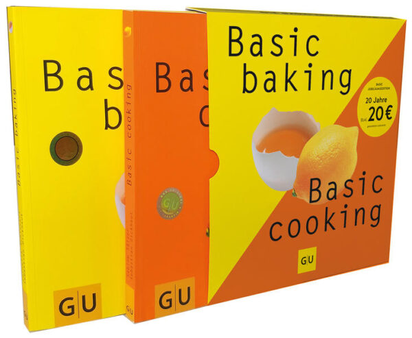 Basic Cooking - JubiläumsausgabeKlassische Back- und Kochrezepte die einfach Spaß machen - mit Basic Baking und Basic Cooking im Bundle kann man ohne viel Schnickschnack und aufwendige Zutaten Kuchen und Brot backen sowie köstliche Gericht auf den Tisch zaubern, die schmecken und leicht gelingen! Zur Feier des 20-jährigen Jubiläums der Cooking-Reihe gibt es jetzt beide Ausgaben zusammen zum Sonderpreis von 20 Euro! Basic Cooking Sie wollen endlich Kochen lernen oder mal ihre Mitbewohner und die Familie mit leckeren Lieblingsrezepten überraschen? Dann ist die Jubiläumsausgabe der Basic-Cooking-Reihe genau das Richtige für Sie. Hier lernt man, wie Soßen, Salate, warme Gerichte und Desserts zubereitet werden. Mit mehr als 200 Rezepten und Bildern bleiben keine Fragen offen - selbst bei Kochmuffeln nicht. Das witzig gestaltete Buch, das mit viel Unterhaltung Koch-Wissen vermittelt, überzeugt zum Beispiel durch: Die übersichtliche Einleitung in Basic Know-how und einfache Rezepte Eine Übersicht der Küchengeräte und Zubereitungshinweise Viele praktische Tipps für den Wocheneinkauf und die Vorratshaltung Köstliche deftige und süße Rezepte, die schnell und simpel gelingen Ob Frühstück, Mittag- oder Abendessen - die Anfängerrezepte bedienen jede Gelegenheit Basic Baking Sie lieben einen traditionellen Marmorkuchen oder einen köstlichen Bienenstich? Dann finden Sie in Basic Baking 200 Rezepte, die jedes Herz höher schlagen lassen. Ob Torte, Obsttarte, Kastenkuchen, Blechkuchen, Muffin, Brot, Flammkuchen, Brotauflauf oder Weihnachtsgebäck - das absolute Must-have der Backbücher vereint sie alle. Süßschnäbel dürfen sich von diesen Kreationen verzaubern lassen: Echte Sachertorte und unwiderstehliche Schwarzwälder Kirsch für Torten-Liebhaber Die Kinderklassiker Sandkuchen und Karottenkuchen, die auf keiner Geburtstagsparty für junge Gäste fehlen dürfen Stachelbeer-Wähe und Eierlikör-Gugelhupf für das sonntägliche Kaffeekränzchen Lebkuchen und Marzipanplätzchen, welche die weihnachtliche Keksdose füllen Hübsch anzusehende Muffins, Müsliriegel und luftige Waffeln für zwischendurch Herzhafte Kreationen aus dem Backofen Nicht nur Kuchen und Torten kommen aus dem Rohr, auch Quiche, Pizza, Flammkuchen und Aufläufe lassen sich herrlich im Backofen zubereiten. Die deftigen Backwaren schmecken wie bei Oma - sind sie doch jahrelang Klassiker der internationalen Küche. Wenn Sie auch immer schon mal türkische Pizza und Zwiebelkuchen selbst machen wollten, überzeugen diese herzhaften Backrezepte bestimmt: Würzige Quichekreationen, mit Fleisch, Fisch und vegetarisch Knusprige Flammkuchen und Pizzen - selbstgemacht im eigenen Ofen Pikante Muffins, Olivenbrötchen und Partybrötchen für Ihre Gäste Internationale Backwaren von Blinis über Meat Pies bis zu Chapatis Einfach und schnell - Rezepte aus der Basic Reihe Wie alle Bücher der Basic Reihe legen auch das Koch- und Backbuch großen Wert auf gelingsichere Rezepte, die schnell gehen und im Alltag integriert werden können. So sind die Rezepte allesamt ohne umfangreiches Küchenequipment ganz einfach nachkochbar und die deftigen Hauptgerichte werden meist nur mit wenigen Zutaten zu einem absoluten Dauerbrenner in der Küche. Alle Rezepte vereint eins: Sie gelingen garantiert und schmecken Ihnen und Ihren Freunden.