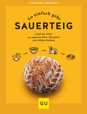 Brot backen - so geht’s Der umfangreiche Theorieteil führt verständlich und alltagstauglich ins Thema Sauerteig ein. Ein ganzes Sauerteig Buch also - mit Zutatenübersicht, praktischen Helfern, Knet-Tipps sowie Backofenhinweisen. Sauerteig-Rezepte Das Buch startet mit einfachen Rezepten. Die gelingen garantiert, brauchen nur wenige Zutaten und sind perfekt für Hobbybäcker geeignet. Weizenmischbrot, Bauernbrot und Roggenbrot als Basis Walnussgipfel, Buttermilchlaibchen und Pane Rustico zum Üben Urkorn-Zwilling, Grünkern-Baguette und Energy-Brot für Profis Brötchen und Snacks aus Sauerteig Ganz egal, ob mit einem flüssigen Sauerteig, einem Brühstück oder einem Quellstück gearbeitet wird - alle Infos zu Beschaffenheit, Temperatur und Aussehen des Teiges werden genau erklärt. So kann nichts schief gehen und Sie frühstücken schon morgen: Dreikorn-Dreiecke Kartoffelbrötchen Smiley-Brötchen Süße Rezepte Ja, Sauerteig kann auch süß. Und nicht nur Brot, Brötchen, Pizza und Waffeln schmecken mit dem sauren Teig, sondern auch Kuchen, Muffins und Hefeteige. Diese werden so besonders locker und luftig. Probieren Sie unbedingt: Marzipan-Rosen Vierstrang-Zopf Aronia-Gugelhupf