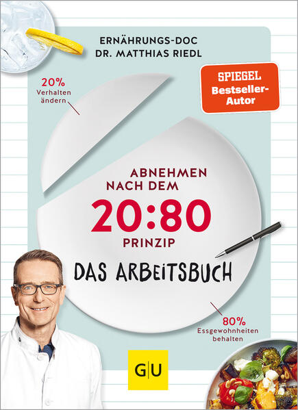 Abnehmen mit dem 20:80 Prinzip - die bekannte Erfolgsformel jetzt als Arbeitsbuch  Mit dem Arbeitsbuch von Dr. Riedl werden Sie an die Hand genommen und Schritt für Schritt auf Ihrem Weg zum Wunschgewicht begleitet. Denn anders als in einem reinen Kochbuch geht es hier von Anfang an um SIE und ihren Weg zur Gewichtsreduktion. Seit vielen Jahren ist das 20:80 Prinzip von Dr. Riedl erfolgreich damit, Menschen beim Abnehmen zu helfen. Wer jedoch nicht persönlich in den Genuss einer Beratung kommt, hat jetzt die Möglichkeit mit dem Arbeitsbuch die ersten Erfolge zu feiern. Das Buch bietet Ihnen folgenden Inhalt:Konkrete Anleitung zum 20:80 PrinzipSelbst-Check und EinschätzungstestEsstypen-TestVorlagen für ein ErnährungstagebuchTheoretisches Food-Wissen rund um Eiweiß & Co.Trinkroutinen Die Riedl Ernährung …… setzt nicht auf Verbote und Verzicht und verspricht kein schnelles Abnehmen mit Wundermitteln. Stattdessen sind die Infos und Rezepte aus dem Buch wissenschaftlich fundiert und für jeden umsetzbar. Hands on geht es direkt im Alltag los, wenn Sie einkaufen, planen und sich jeden Tag vergegenwärtigen, was Sie essen. Dabei helfen:Wochenpläne mit konkreten RezeptenAktionsplan mit viel Platz für ReflexionBewegungstipps & Mini-Workouts Das 20:80 Prinzip AbnehmenDas umfangreiche Buch regt dazu an, sich mit dem eigenen Lebensstil sowie Ess- und Kochverhalten auseinander zu setzen. Es hilft dabei, Fehler zu erkennen und diese zu eliminieren. Stattdessen liefert es neue Routinen sowie einen ersten Schwung an Low-Carb-Rezepten:Kohlrabiauflauf mit Mini-FrikadellenIndonesisches OmelettNussiger BrokkolisalatProtein-Porridge mit Erdnussmus