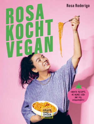 Veganer Lifestyle trifft Comfort Food: Rezepte und Food-Hacks von Instagram-Shootingstar Rosa Roderigo Ich koch‘ mir die Welt so bunt, wie’s uns gefällt: Instagram-Star Rosa Roderigo zeigt auf ihrem Kanal „Rosa kocht grün“ tierfreies Kochen mit Spaß - unkompliziert und leicht und garantiert schmackofatz. Rosa präsentiert ihre neuesten Lieblingsrezepte, von Lasagnesuppe bis Köttbullar, von Grillfackeln bis Riesen-Cookies - modernes Comfort Food für jede Gelegenheit, alltagstauglich, auch für den kleinen Geldbeutel und so bunt gemischt wie das Leben heute. Und weil Herd-Held*innen wie Rosa immer eine Lösung zur Hand haben, verrät sie auch ihre besten Koch- und Foodhacks. Von wegen nur Salat und Gemüse! Rosa kocht nicht nur vegan, sondern leibspeisenlecker, einfach, bunt - und mit ganz viel Liebe!