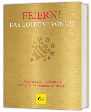 Glänzende Zeiten für alle Partyqueens und Feierfreunde: Die besten Rezepte und alles Wissenswerte rund ums Feste-Ausrichten und Gästeverwöhnen gibt's jetzt glamourös verpackt zwischen zwei Buchdeckeln. Feiern! Das Goldene von GU ist die Rezepte-Bibel für alle mit Lust auf Büfetts, Brunch, Grill-Events und mehr: Neben 200 Rezepten liefert das Buch jede Menge Tipps, Tricks und Know-how rund ums Planen und Vorbereiten. Die Rezepte sind absolute Highlights der GU-Gäste-Küche: Von schnellen Häppchen bis zu üppigen Salaten, von veggie bis fleischhaltig, von Grill-Klassikern bis hin zu trendy Fingerfood wird hier garantiert nichts ausgelassen. Hochwertig gestaltet, superlecker und immer nahe am Alltag – mehr Party-Küche geht nicht!