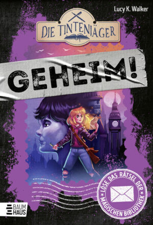 Bist du bereit für die GEHEIM!- Bücher? Interaktive Abenteuer zum Mitraten und Rätselknacken für Escape- Fans ab 9 Jahren • Öffne den Brief vorne im Buch und tauche ein in ein fantastisches Abenteuer. • Löse die Rätsel am Ende jedes Kapitels und nutze dafür das Extra- Lesezeichen. • Keine Lust zu rätseln? Kein Problem! Nutze die Tipps oder erfahre die Lösung zu Beginn des Folgekapitels. 1 Mysteriöser Brief 23 packende Rätsel 100 % Nervenkitzel warten auf dich! Als Ivy zu Beginn der Ferien einen verschlüsselten Brief erhält, hätte sie nicht gedacht, dass ihr das Abenteuer ihres Lebens bevorsteht! Denn das Rätsel führt sie zu Frederick Skull, einem versnobten 11- Jährigen und Tintenjäger: Mithilfe magischer Stifte bringt er Figuren, die aus ihren Büchern geflohen sind, wieder in die geheime Bibliothek zurück. Er braucht dringend Ivys Hilfe doch all das klingt zu verrückt, um wahr zu sein! Als dann aber Captain Hook höchstpersönlich sie zu einem Duell herausfordert und sie die echte Mary Poppins verfolgen, erkennt Ivy, dass mitten in London eine magische Welt verborgen liegt. Und deren Rätsel lassen sich nur mit der Macht der Stifte lösen. Mit fantastischen Illustrationen von Zapf Dieser Titel ist bei Antolin gelistet.