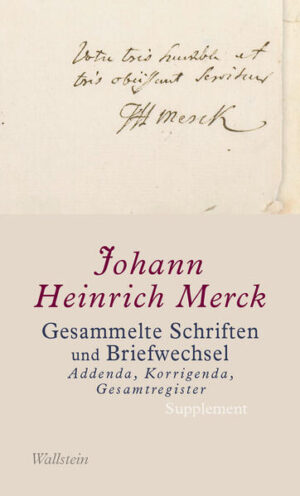 Der fulminante Abschluss zu den Editionen der Schriften und des Briefwechsels eines genialen Spätaufklärers. Zwischen 2012 und 2020 erschienen in acht Bänden die »Gesammelten Schriften« von Johann Heinrich Merck. Diesen war 2007 der fünfbändige »Briefwechsel« vorausgegangen. Der Supplementband ergänzt die Schriften Mercks um weitere Rezensionen aus der »Allgemeinen deutschen Bibliothek« und dem »Teutschen Merkur«, das »Porträt ohne Schatten« der Kaiserin Katharina II. aus dem »Deutschen Museum« und die Vorworte der von Merck für den deutschen Buchmarkt aufbereiteten Reiseberichte von Peter Simon Pallas und John Hawkesworth sowie der »Sammlung Rußischer Geschichte« von Gerhard Friedrich Müller. Der Band bringt zudem eine Reihe von Briefen, die teils neu aufgefunden wurden, teils nach inzwischen entdeckten Handschriften revidiert werden konnten. Die Korrigenda greifen verschiedene sachliche Irrtümer aus beiden Editionen auf und stellen sie richtig. Ein Gesamtregister führt die Namen- und Schriftenverzeichnisse aus »Gesammelten Schriften« und »Briefwechsel« zusammen und bildet die enge Verflechtung zwischen Mercks vielgestaltiger schriftstellerischer Arbeit und seiner Korrespondenz ab. Johann Heinrich Merck (1741-1791) war Kriegsrat in Darmstadt und als Kunst-, Literatur- und Wissenschaftskenner publizistisch tätig.