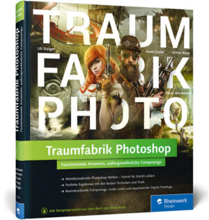 Mit diesem Buch führen Sie Regie in der Traumfabrik Photoshop! Fünf Meister ihres Fachs zeigen Ihnen Schritt für Schritt, wie Sie faszinierende Artworks und außergewöhnliche Composings erschaffen. Uli Staiger, Olaf Giermann, Jurek Gralak, Marie Beschorner und Simon Kopp entführen Sie in andere Welten und zeigen Ihnen, was mit Photoshop möglich ist, wenn man seiner Fantasie einmal freien Lauf lässt und das entsprechende Know- How hat. Egal ob 3D- Technik, düstere „Dark Art“, fantastische Steampunk- Vision oder gemaltes Kunstwerk im Disney- Stil - lassen Sie sich von den Beispielen Ihrer Vorbilder inspirieren! Das Ausgangsmaterial, wichtige Zwischenschritte und Tools werden mitgeliefert, sodass Sie am Ende Ihr eigenes Photoshop- Kunstwerk in der Hand halten. Ganz nebenbei verraten die Autoren dabei auch noch so manchen Trick aus ihrer langjährigen Praxis. Das sind Hintergrundinfos und Tipps, die Sie nicht mehr missen möchten! Composing at its best: Kapitel 1: Jurek Gralak: Steampunk - Zukunftsvisionen im Retrolook Kapitel 2: Uli Staiger: Photoshop und 3D - Willkommen in einer neuen Welt Kapitel 3: Marie Beschorner: Wie im Animationsfilm - Gemalte Kunstwerke à la Disney Kapitel 4: Olaf Giermann: Dystopische Fotomontagen: Der Mensch in der Maschine Kapitel 5: Simon Kopp: Ferne Welten und fantastische Figuren - Concept Art