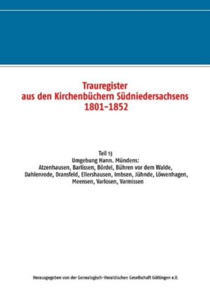 Trauregister aus den Kirchenbüchern Südniedersachsens 1801-1852 | Bundesamt für magische Wesen