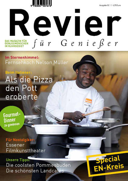 Die Frühjahrsausgabe ist da! Das neue Magazin „Revier für Genießer“ ist da. Auch diesmal haben sich namhafte Journalisten im Revier umgetan und spannende Reportagen sowie brandheiße Neuigkeiten aus der Genusswelt zu Tage gefördert. Wussten Sie beispielsweise, wann die Pizza in den Pott kam? Ende der 1960er Jahre öffneten die ersten Italiener, die ältesten noch existierenden Pizzerien haben wir ausfindig gemacht. Im Sternenhimmel schweben Frank Rosin und Nelson Müller. Wir stellen die beiden Fernsehköche und deren Leidenschaften vor. Ein beliebtes Ausflugsziel im Frühjahr ist der Ennepe-Ruhr-Kreis mit seinen Rad- und Wanderwegen, zahlreichen Burgen sowie Ausflugslokalen. Alle Tipps wurden in einem Special gebündelt. Aus dem Inhalt: Als die Pizzabäcker das Revier eroberten / La Grappa – Refugium der italienischen Lebensart / Sterneköche im Revier: Frank Rosin und Nelson Müller / Das Ei – Ostern in der Gastronomie / Mehr als Vegetarier: Vegan leben / Revier kulinarisch: Special Ennepe-Ruhr-Kreis / Revier-Märkte: Altmarkt Duisburg-Hamborn / Revier-Hotels: Mintrop’s Stadt- und Landhotel / Über den Tellerrand: Frühling auf Sylt / Erfolgreiche Ruhris: Alexandro Pape / Kultur-Revier: Filmkunsttheater / Nacht-Revier: Früher Kalei, heute Hotel Shanghai