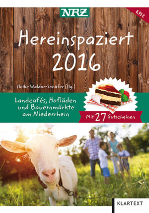 Hereinspaziert, liebe Leserinnen und Leser, und willkommen am Niederrhein! In diesem kleinen Ausflugsführer stellen wir Ihnen 27 der schönsten und gemütlichsten Landcafés, Hofläden und Bauernmärkte zwischen Kamp-Lintfort, Kevelaer und Wesel vor. Das Büchlein bietet 27 Gutschein-Coupons. Mit dem Kauf unterstützen Sie zudem Kindergärten der Region.