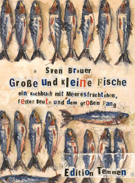 Sven Brauers erstes Kochbuch entstand an einem ungewöhnlichen Ort: im Gefängnis. Während einer knapp zweijährigen Haftstrafe in der JVA Fuhlsbüttel illustrierte der Hamburger Künstler damals das erfolgreiche Kochbuch 'Huhn in Handschellen', das verschiedene Rezepte von Mithäftlingen versammelte. Nach seiner Entlassung hat sich Brauer auf die Illustration von Kochbüchern spezialisiert. Mit schnellem Strich und teilweise auch mithilfe von Lebensmitteln selbst, wie zum Beispiel löslichem Kaffee, entstehen seine herausragenden grafischen Arbeiten, die nun in seinem neuen Buch 'Große und kleine Fische' zu sehen sind. Auf 168 Seiten zeigt der Künstler geschmackliche und optische Leckerbissen zum einfachen Nachkochen. Die Edition Temmen wünscht Guten Appetit!