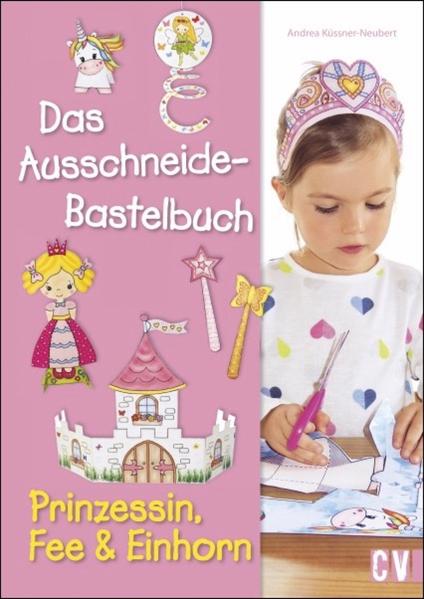 Eine Prinzessin mit Krone und Märchenschloss, eine Fee mit Feenstab und alles für die Einhornparty - einfach ausschneiden, falzen und zusammenkleben. 1. Zuerst trennst du das Blatt aus dem Buch heraus und schneidest alle Teile aus. 2. Dann knickst du die gestrichelten Linien. 3. Danach trägst du auf die dunkleren Flächen Klebstoff auf und klebst alle Teile zusammen. Mit Motiven zum Ausmalen.